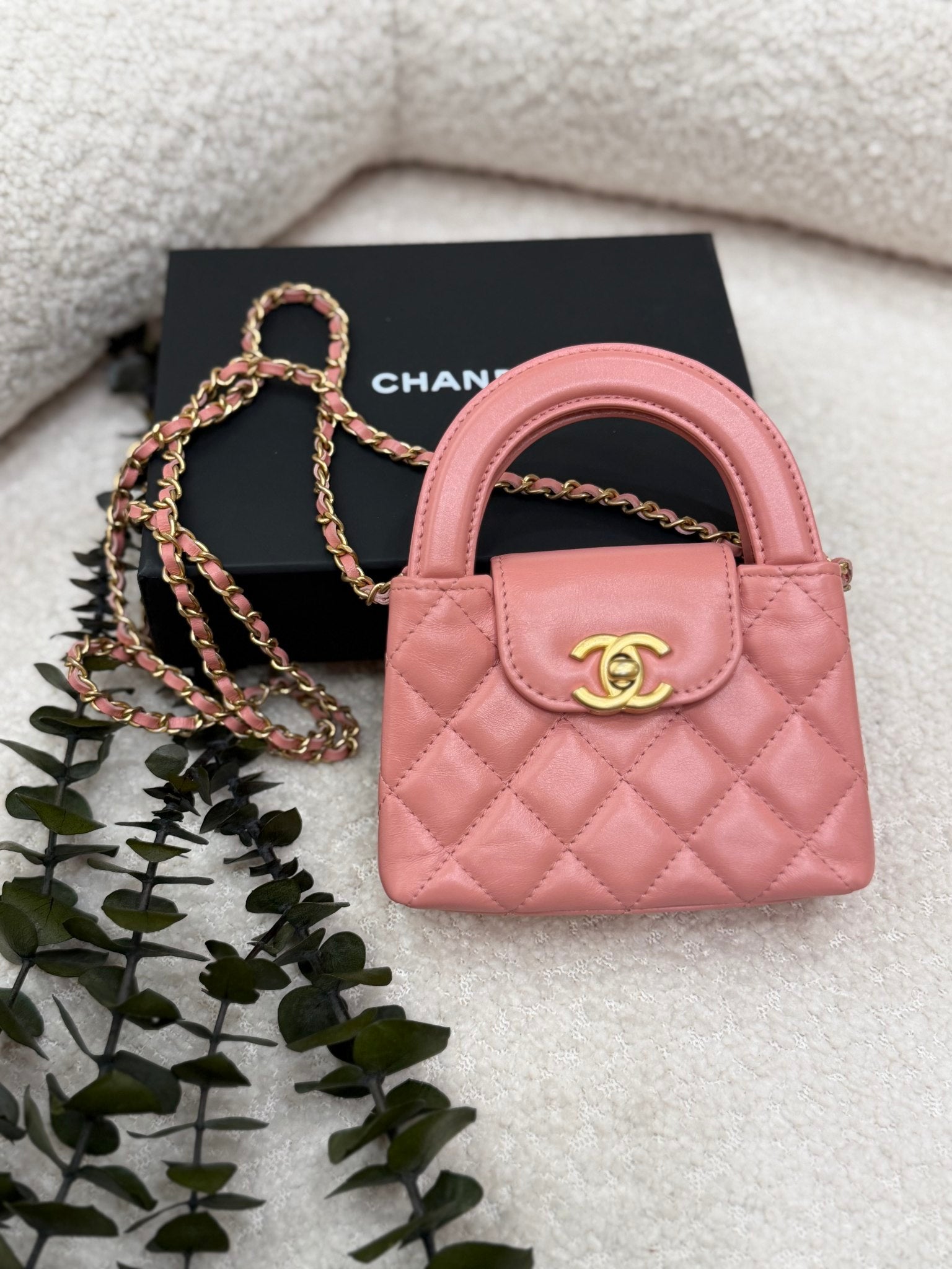 Chanel Pink Lambskin Mini Kelly Shopping Bag