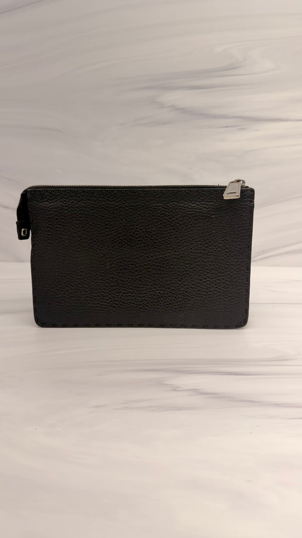 Fendi Black Grained Leather Monster Bugs Clutch