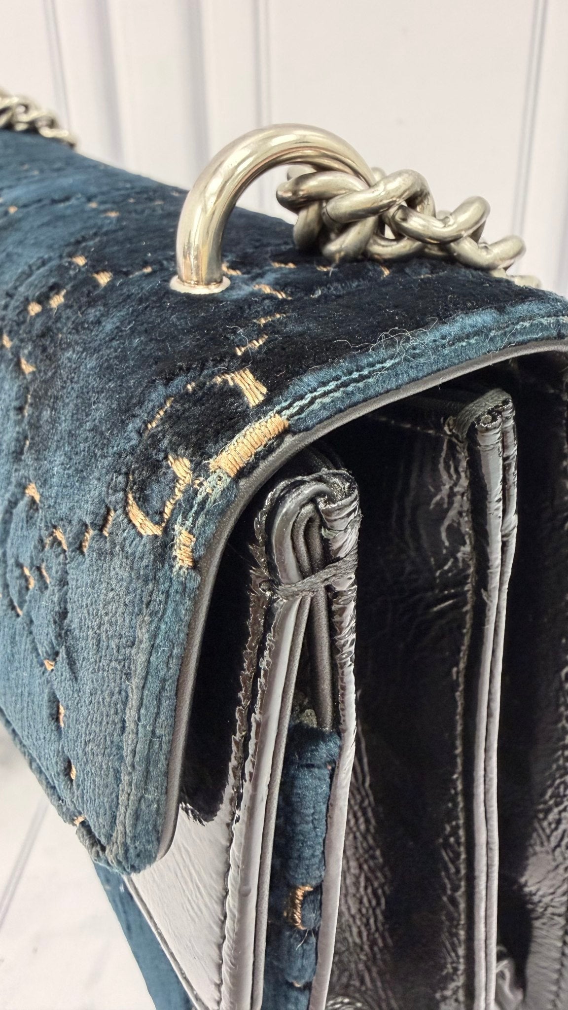 Gucci Navy GG Monogram Velvet Small Dionysus Shoulder Bag