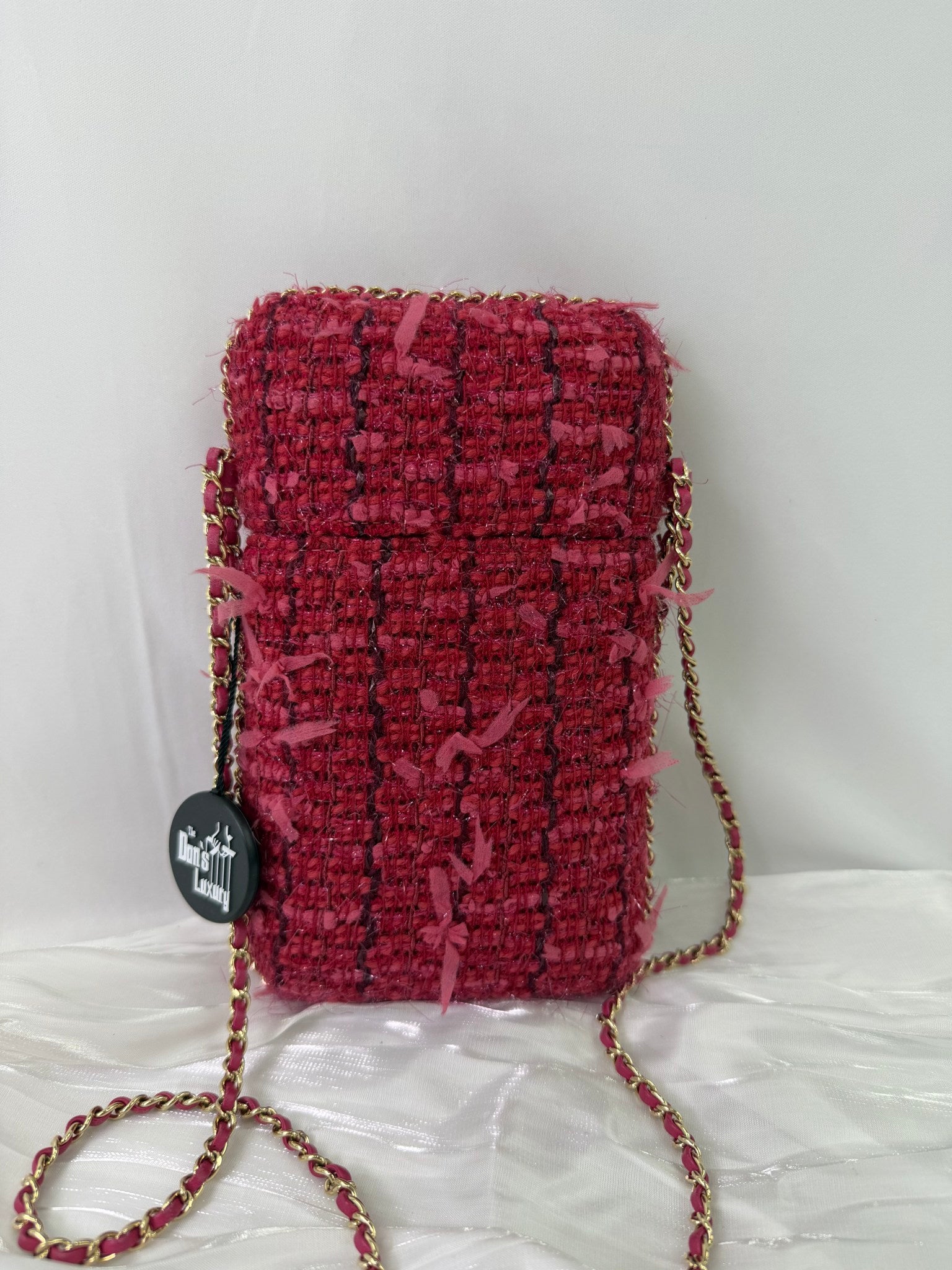 Chanel Pink Tweed Phone Holder
