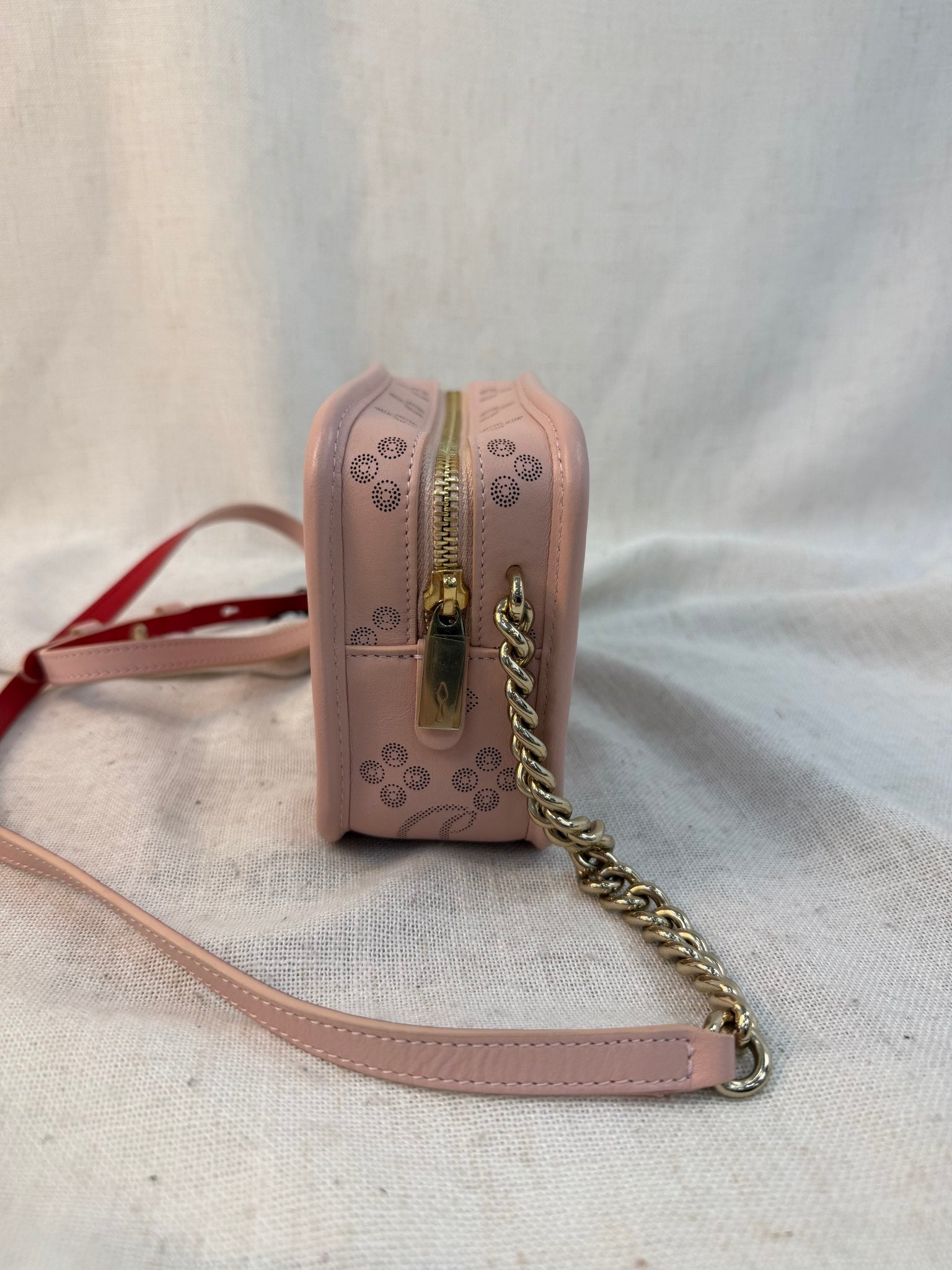 Christian Louboutin Light Pink Leather Raidioloubi Camera Bag