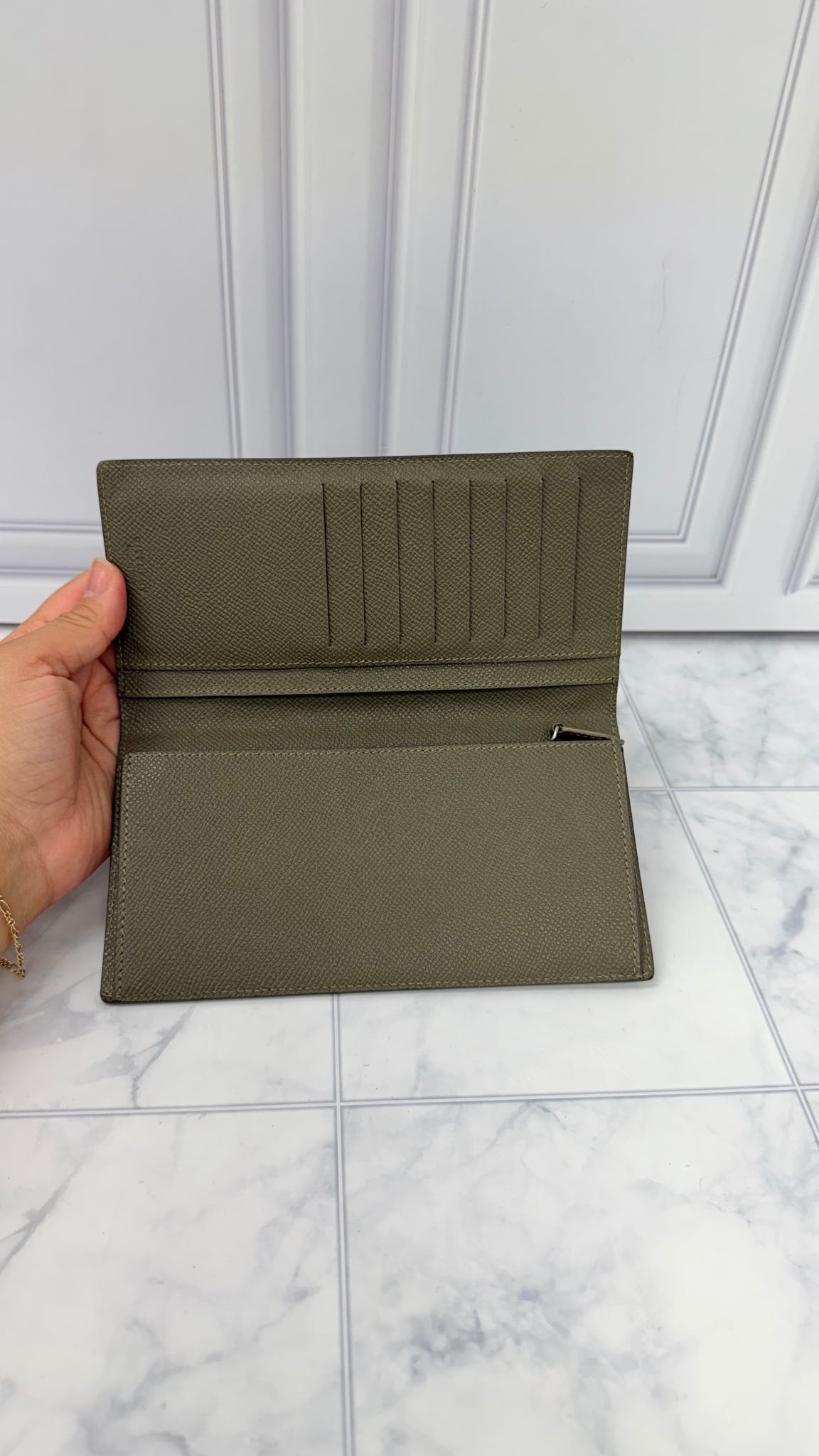 Givenchy Grey Leather Long Bifold Wallet