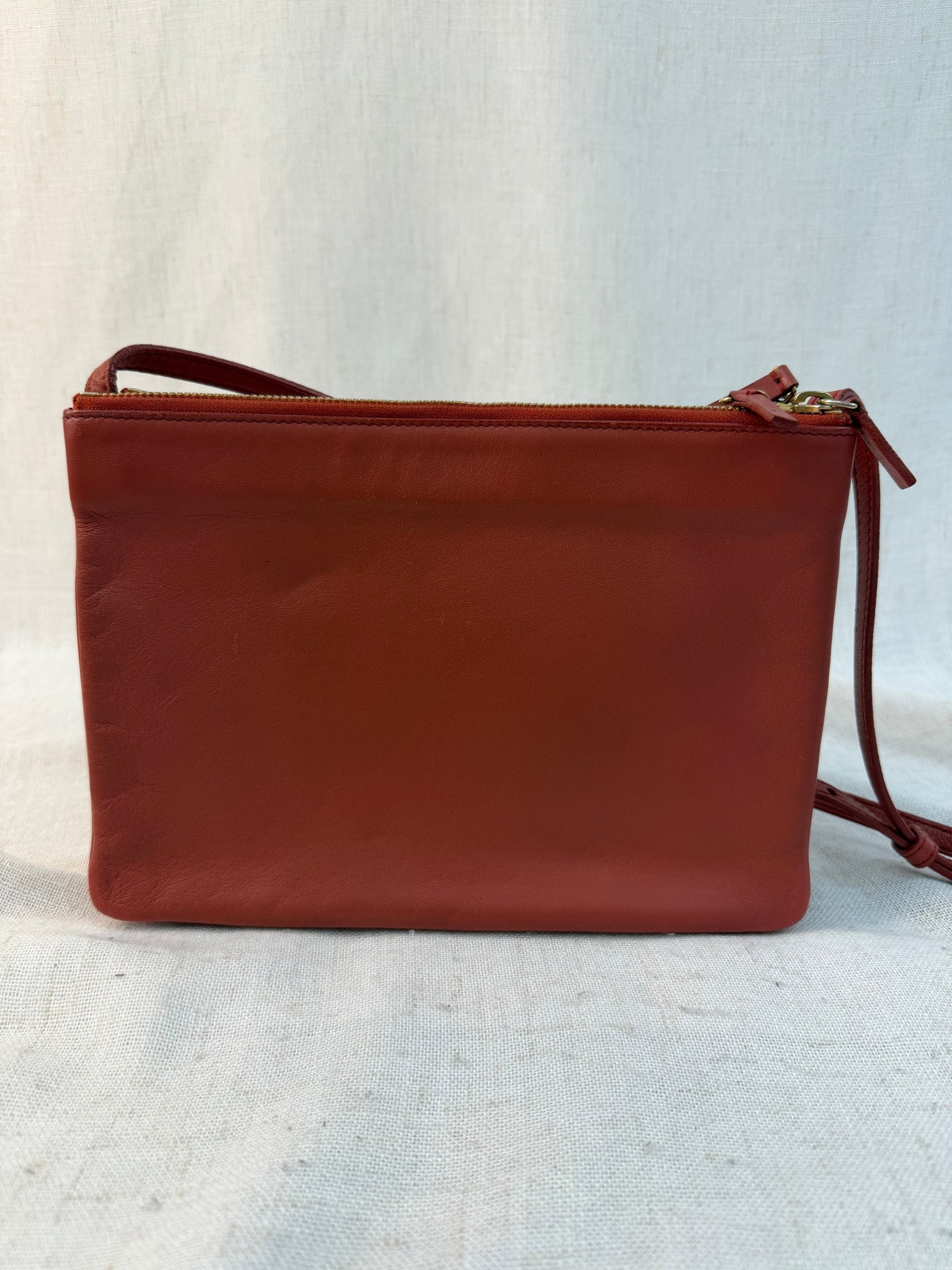 Celine Rust Leather Trio Crossbody Bag