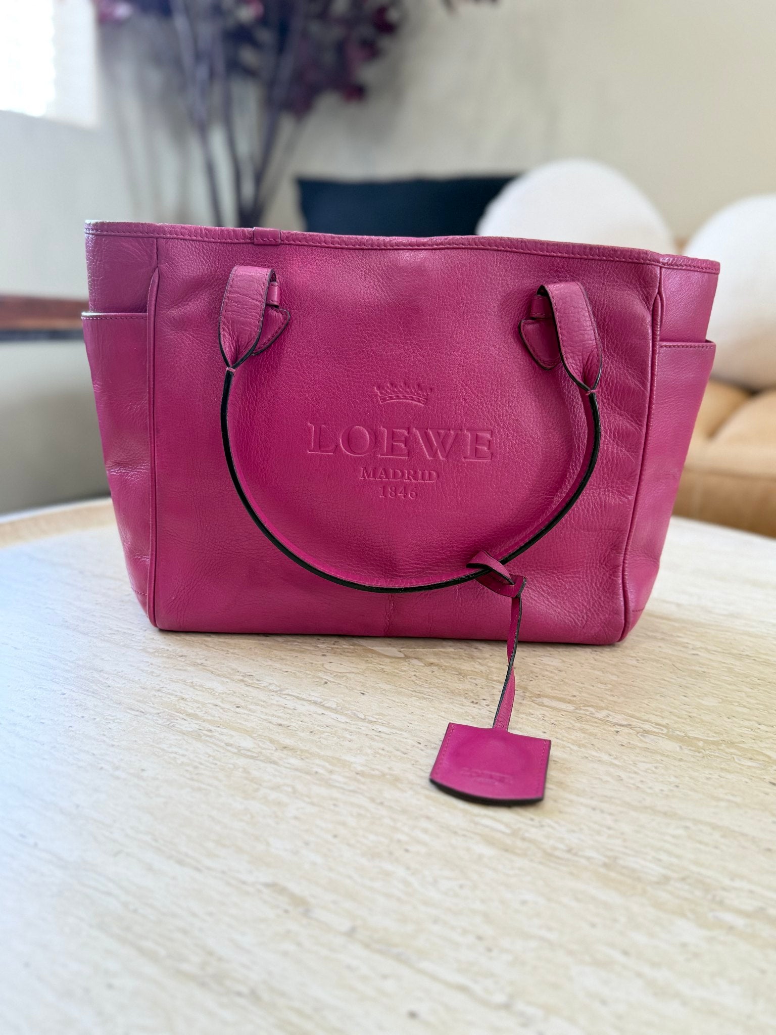 Loewe Fuchsia Leather Heritage Tote