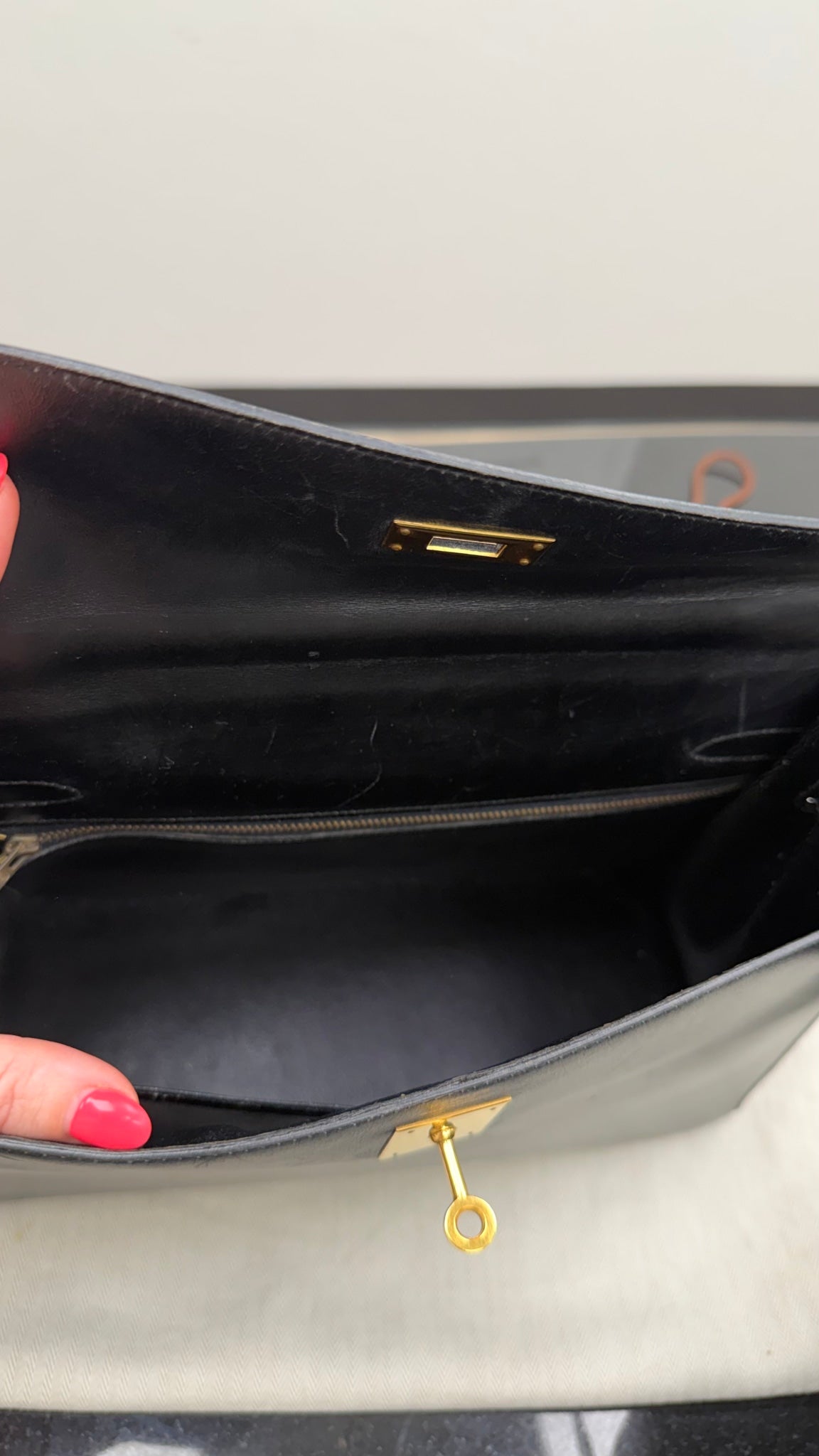 Hermes Black Box Calf Leather Kelly 32