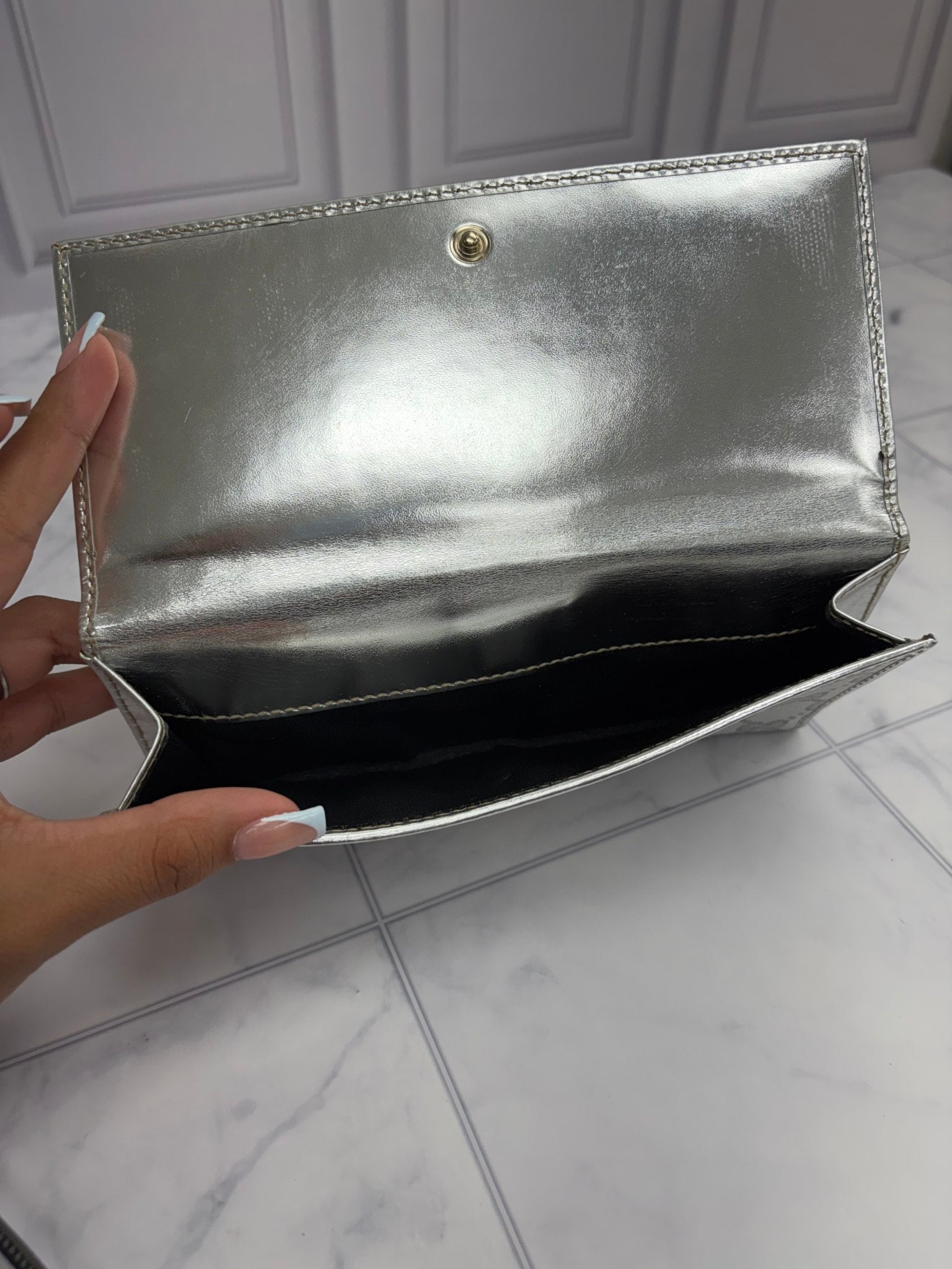 Gucci Silver GG Canvas Long Wallet