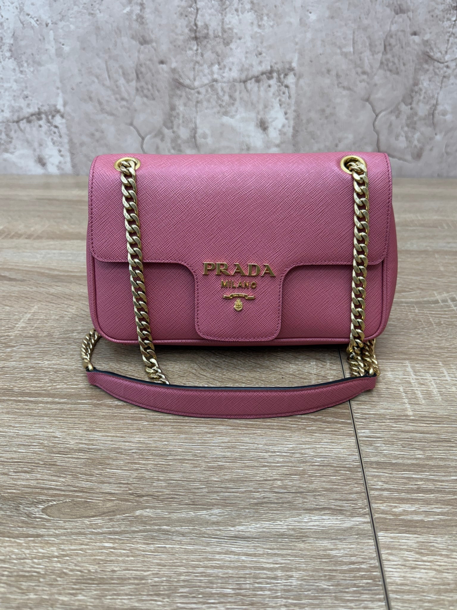 Prada Pink Saffiano Leather Shoulder Bag