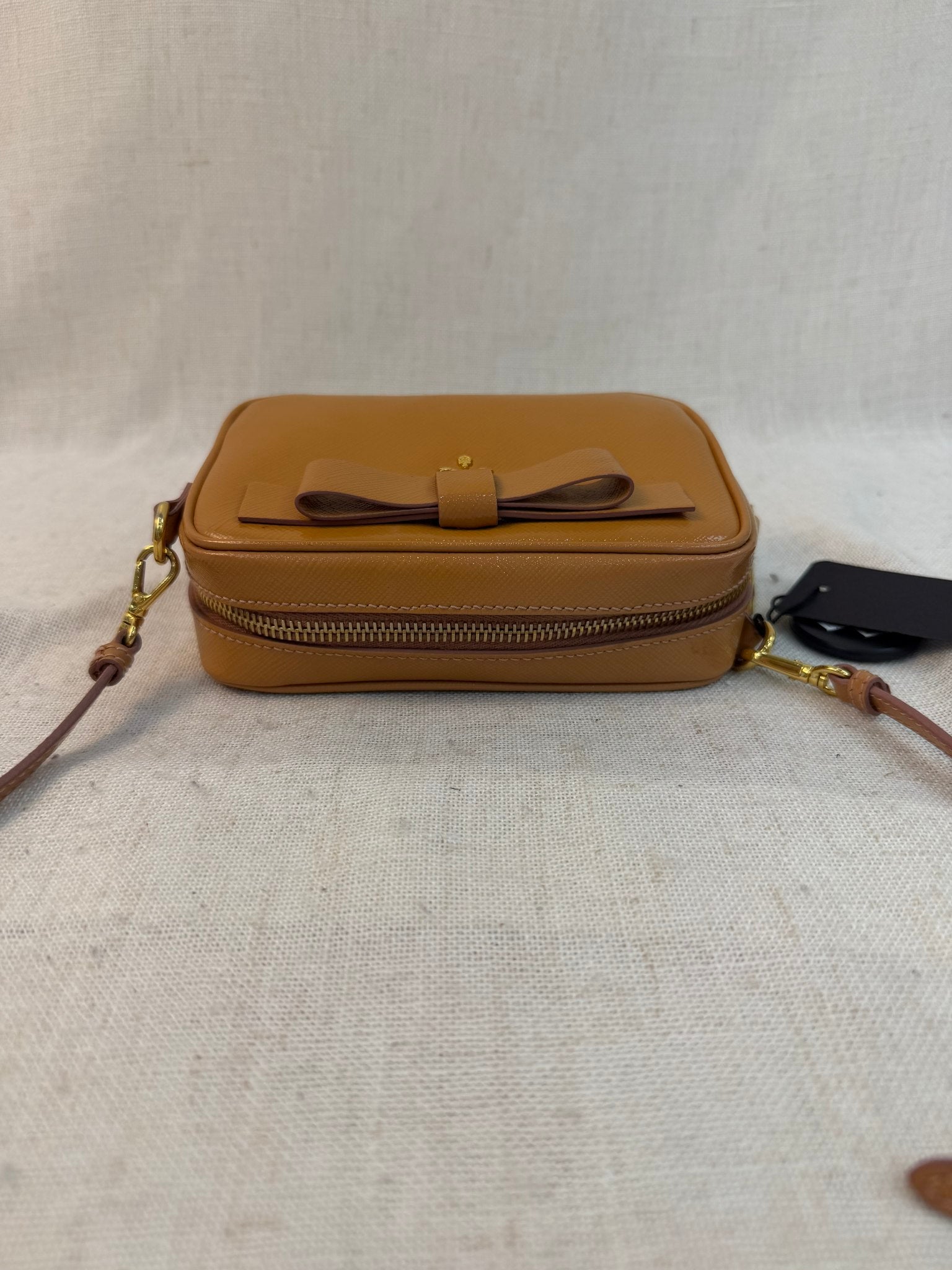 Prada Tan Saffiano Leather Box Crossbody Bag