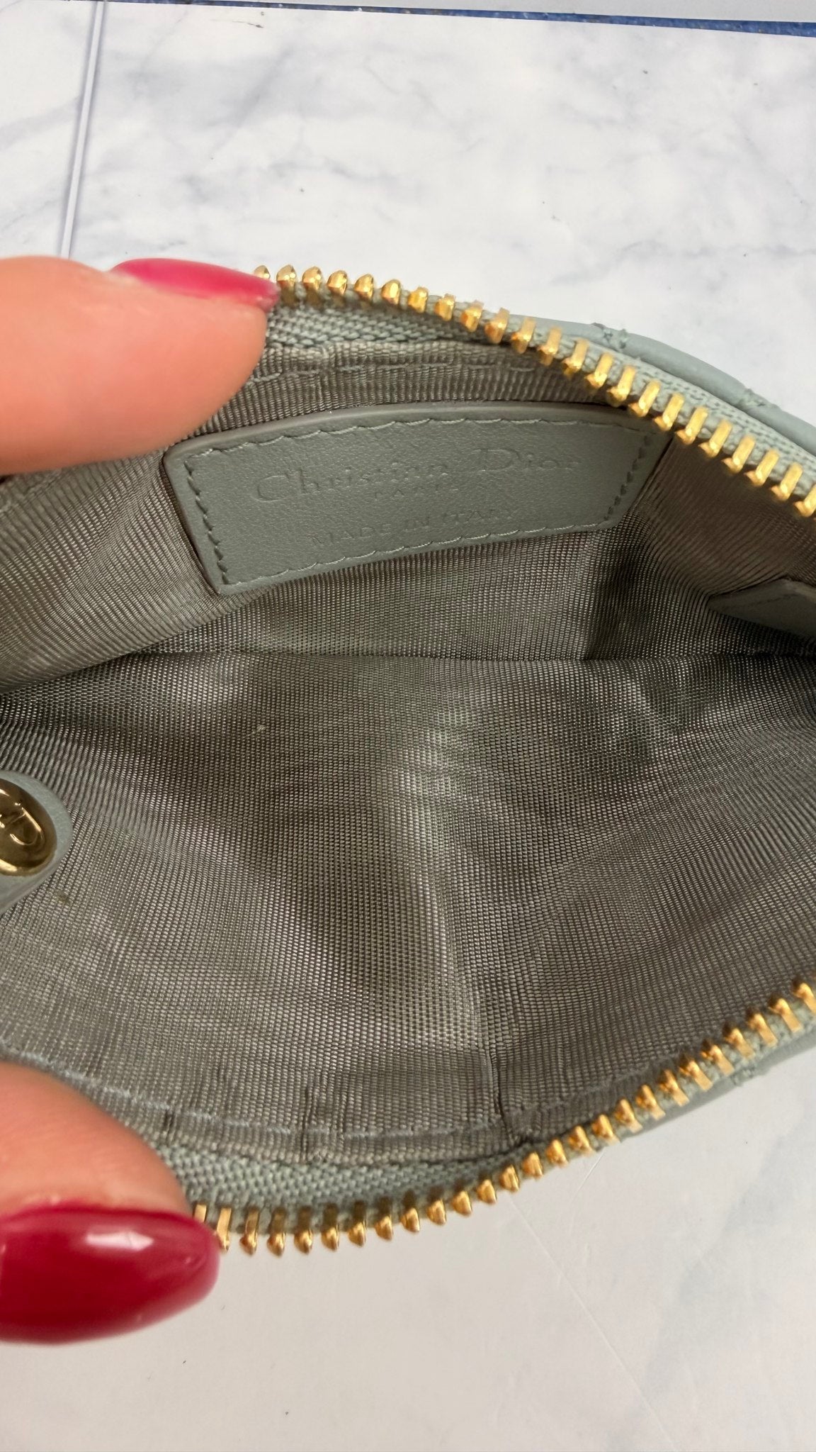 Christian Dior Grey Cannage Lambskin Leather My Astor Key Case