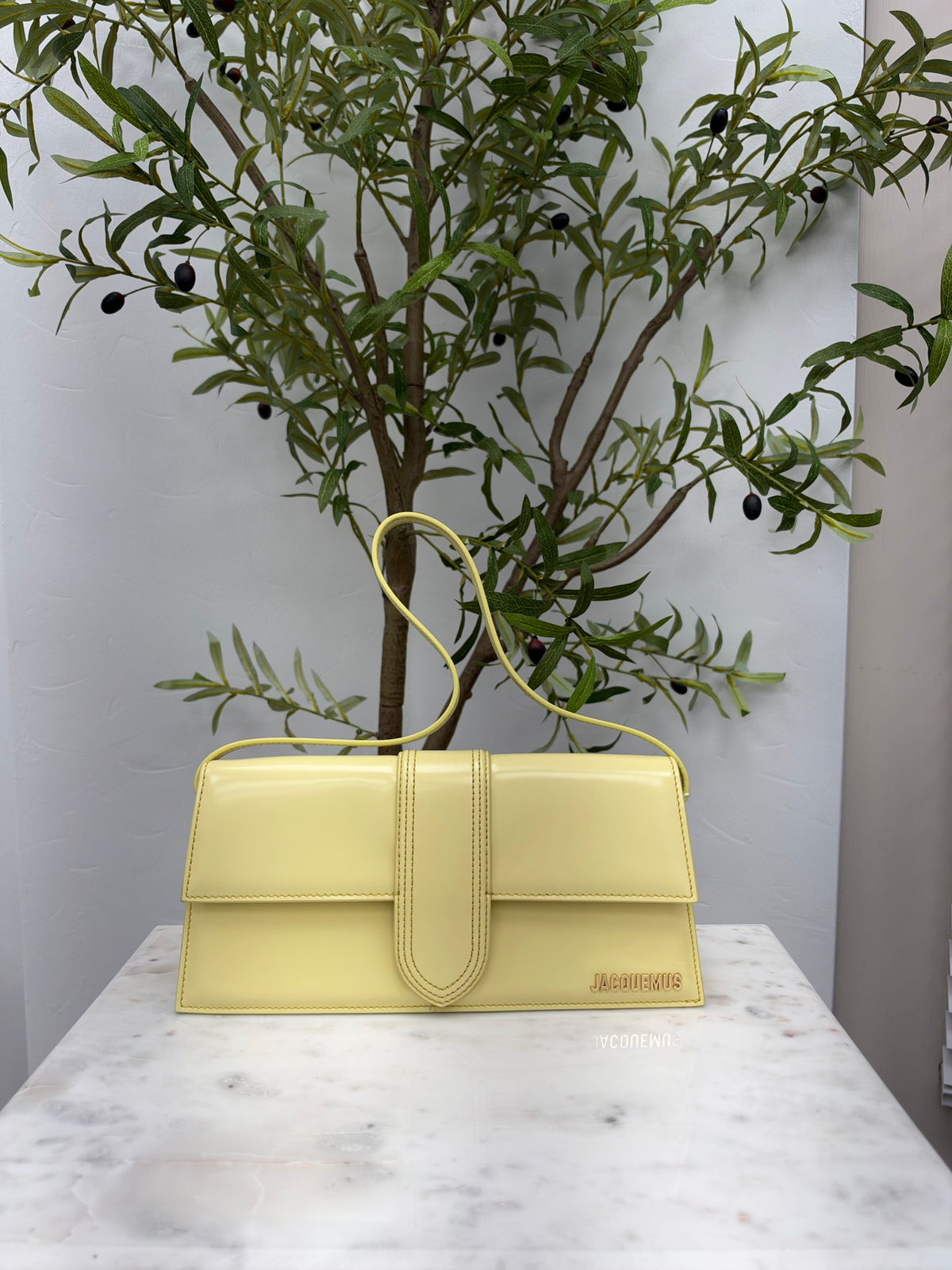BRAND NEW - Jacquemus Yellow Patent Leather Le Bambino Shoulder Bag
