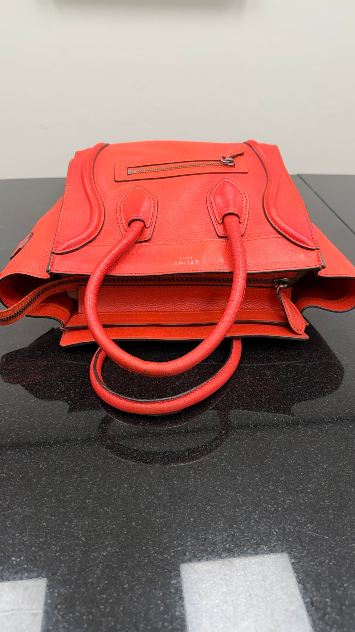 Celine Red Leather Micro Luggage Bag