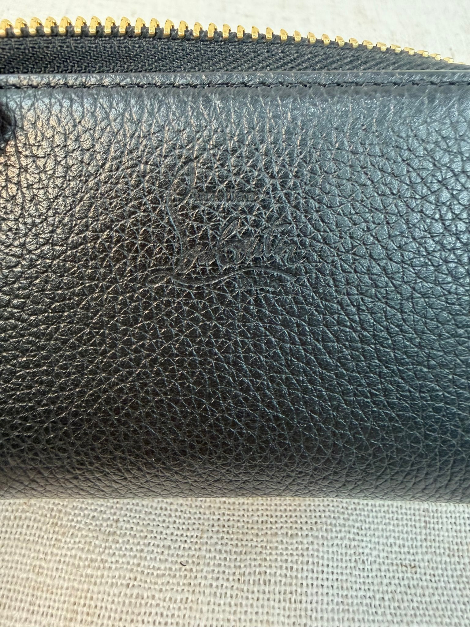 Christian Louboutin Black Leather Studded Compact Wallet