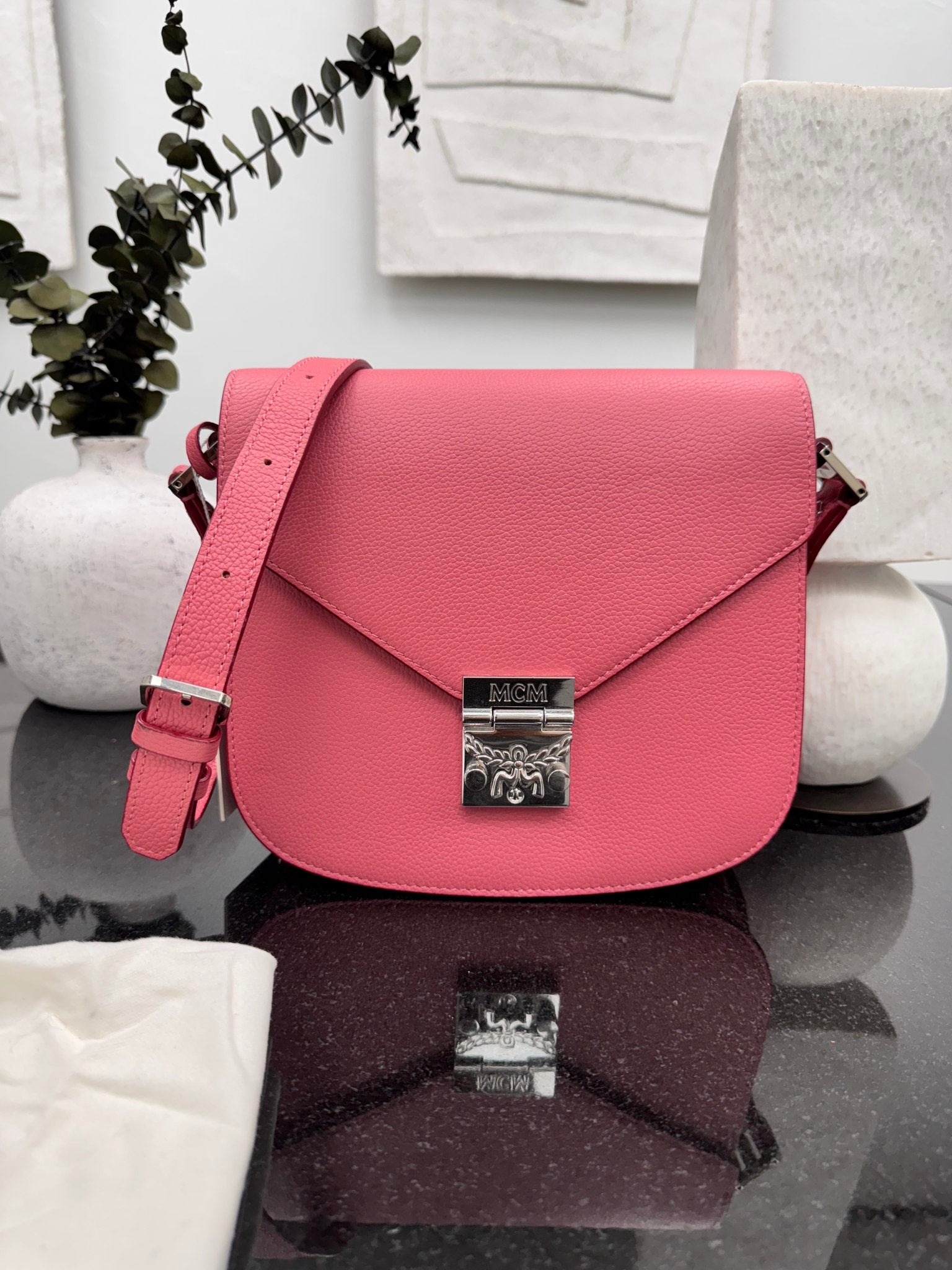 MCM Pink Leather Patricia Crossbody Bag