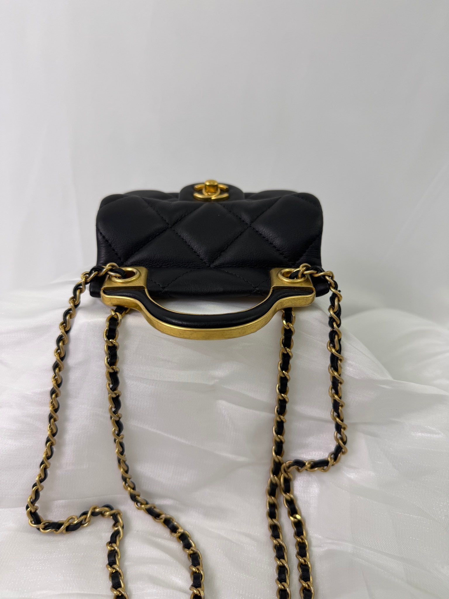 Chanel Black Lambskin Flap Card Holder Bag