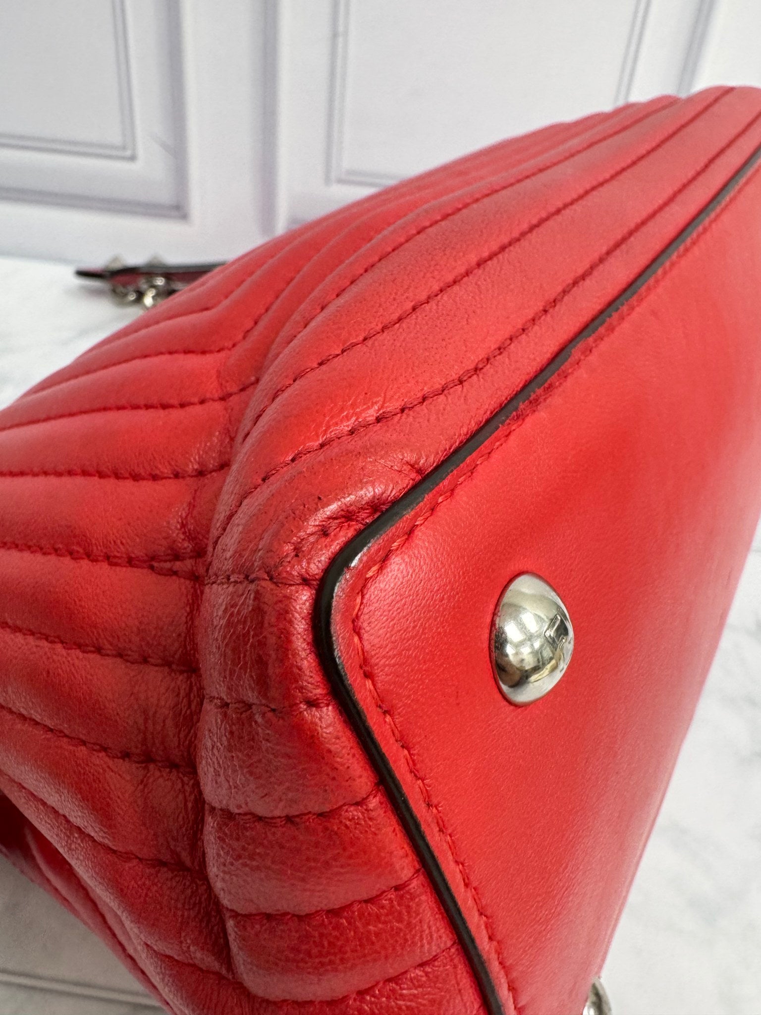 Fendi Red Quilted Leather Dotcom Click Small Shoulder Bag