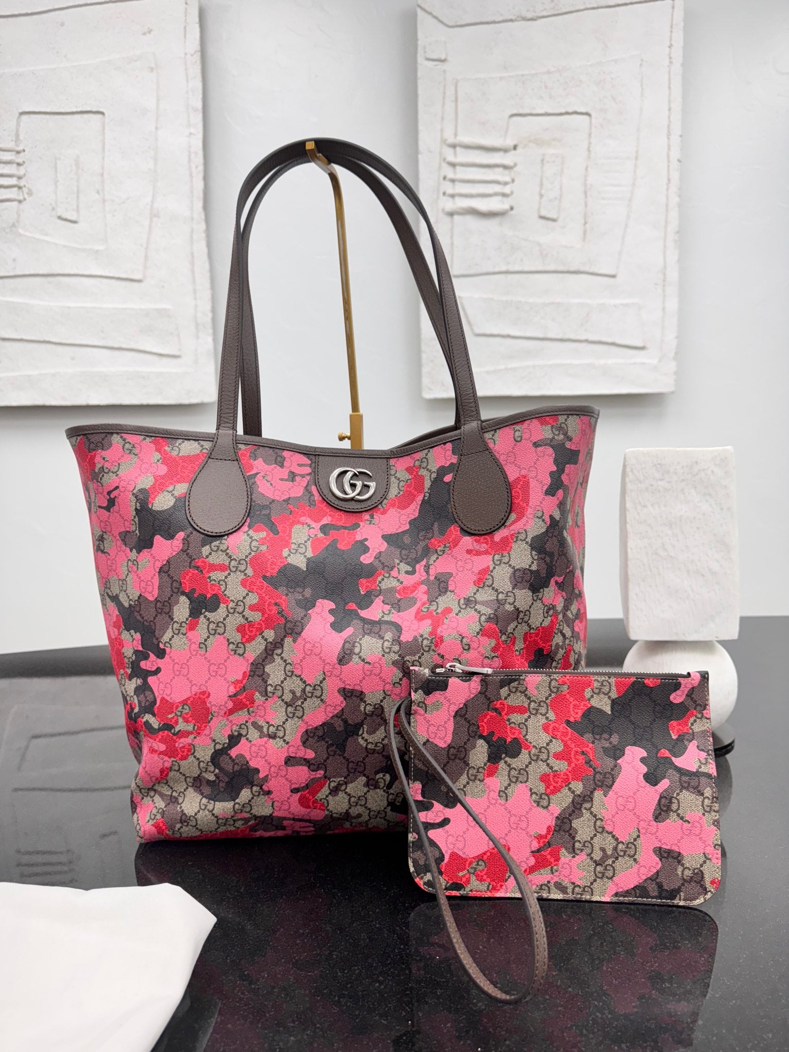 BRAND NEW - Gucci GG Supreme Pink Camouflage Large Tote Bag