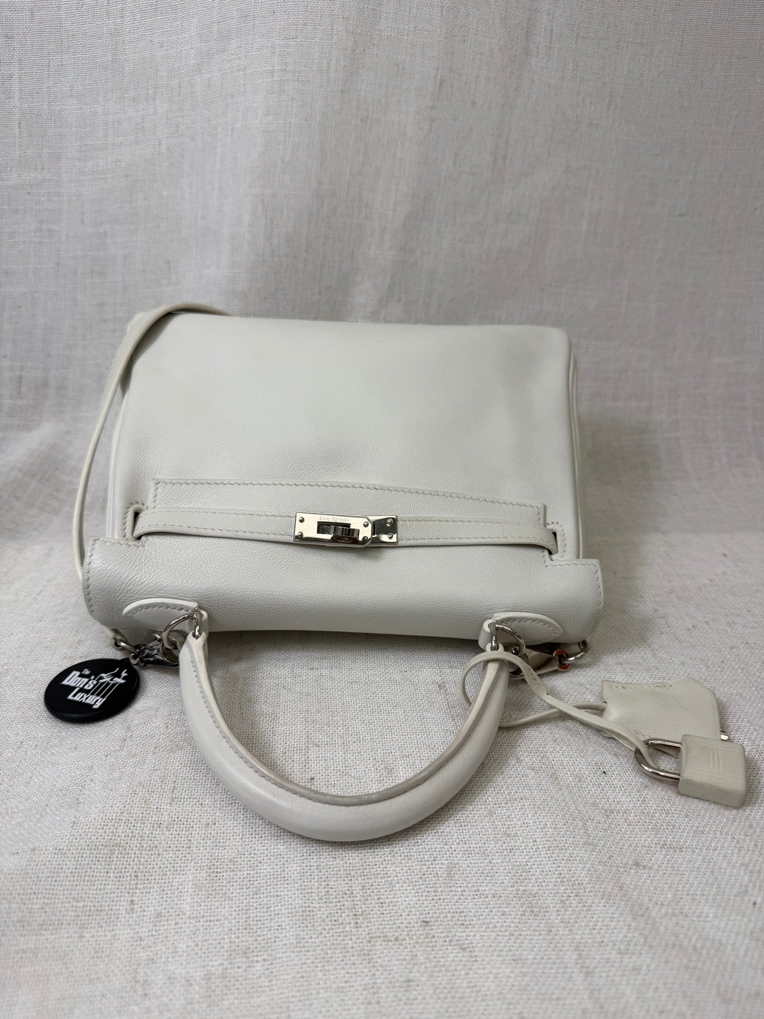 Hermes White Swift Leather Kelly 25 Hand Bag