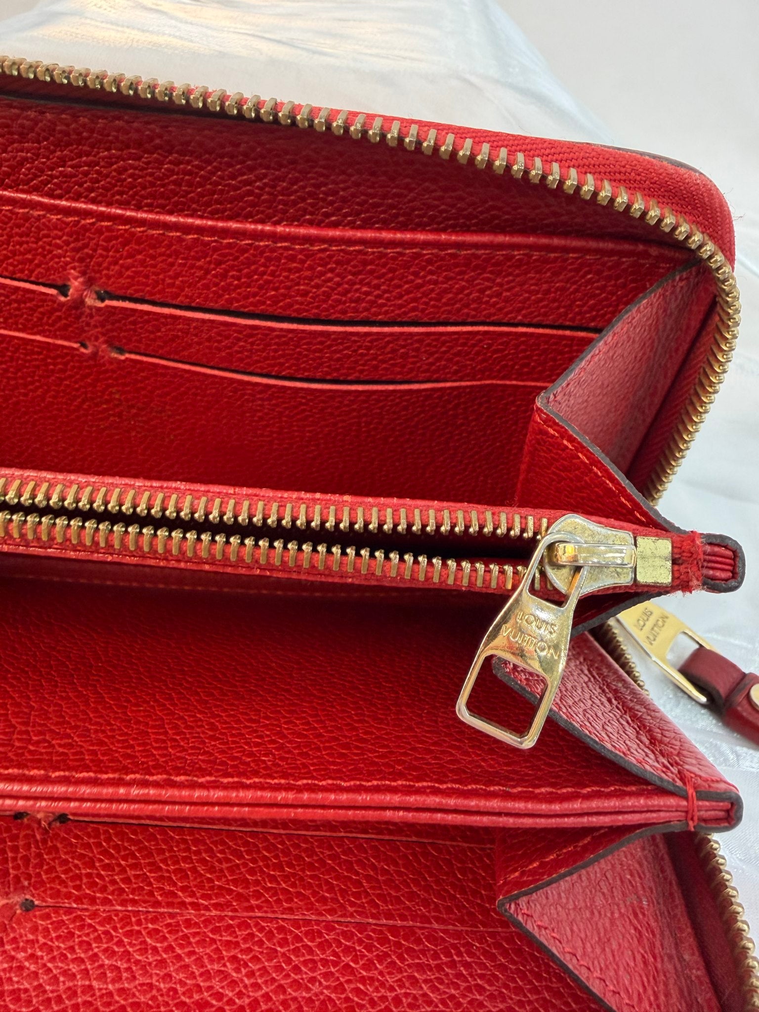 Louis Vuitton Red Empreinte Leather Zippy Wallet