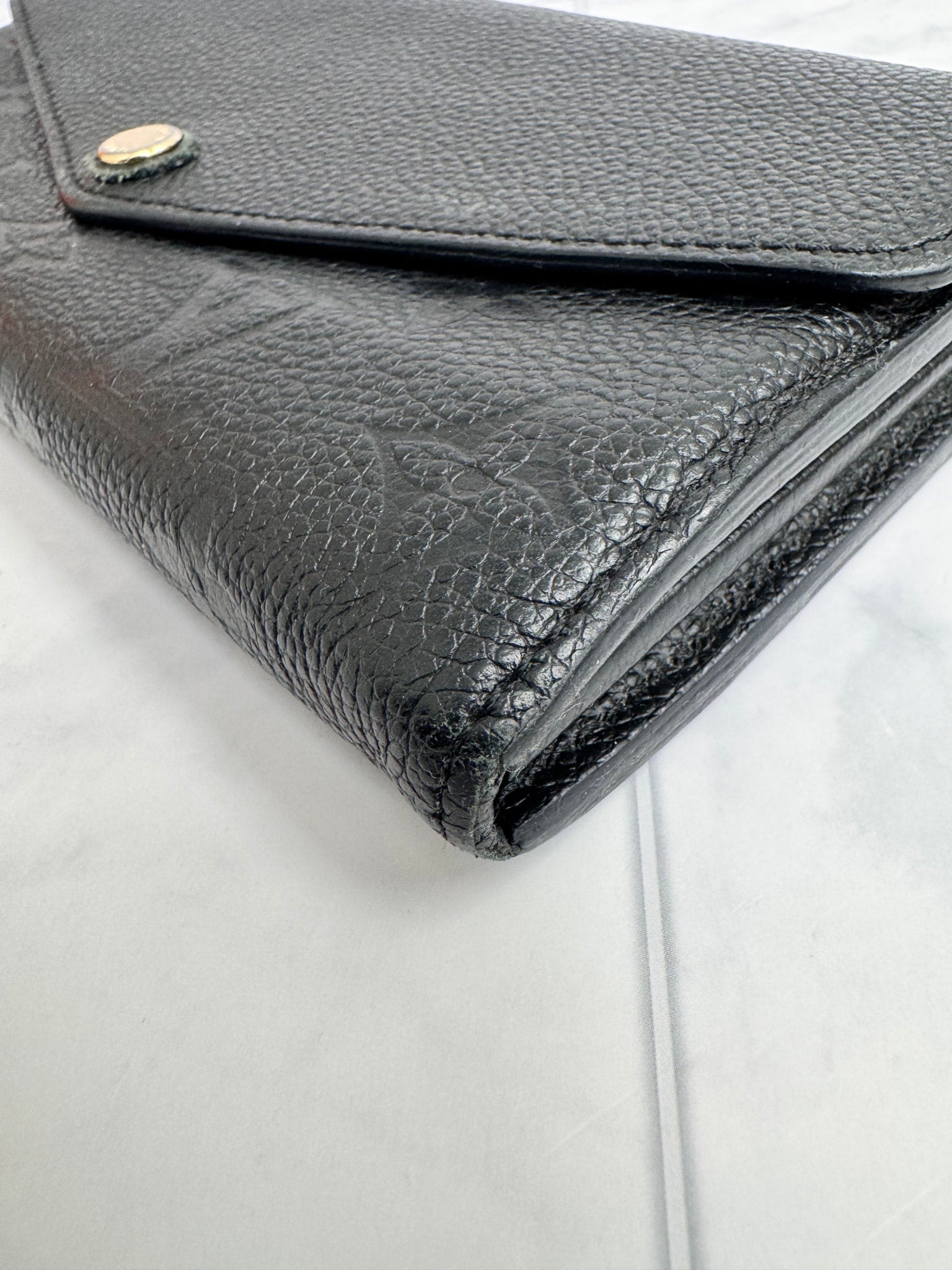 Louis Vuitton Black Monogram Empreinte Sarah Long Wallet