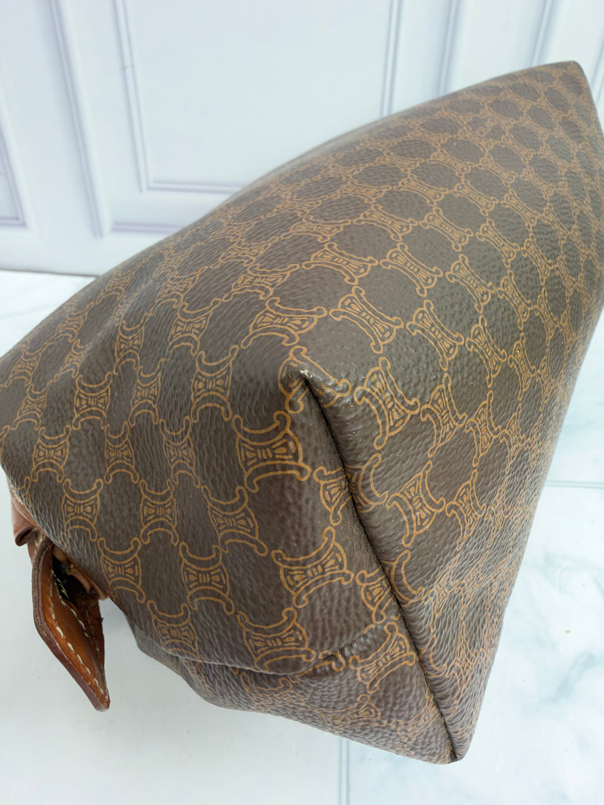 Celine Brown Macadam Coated Canvas Zippy Cosmetic Pouch