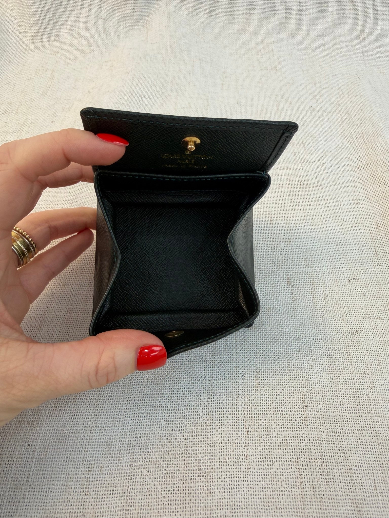 Louis Vuitton Dark Green Leather Taiga Coin Case