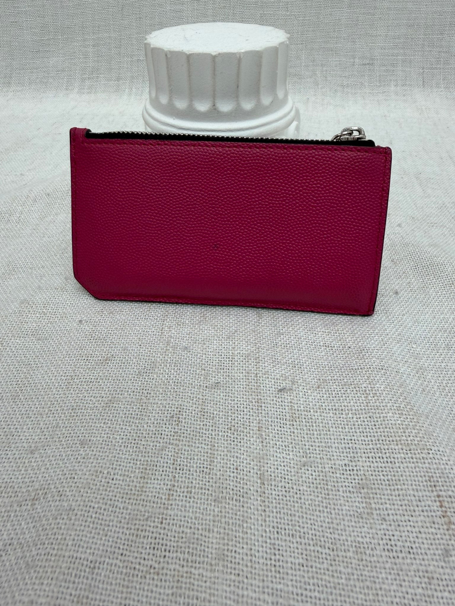 Saint Laurent YSL Pink Pebbled Leather Card Case