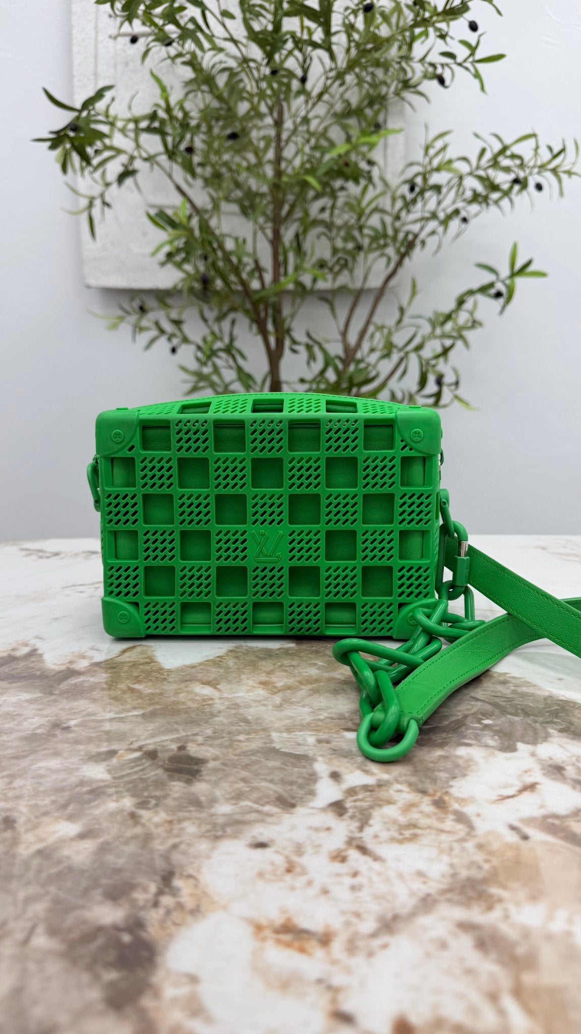Louis Vuitton Green Rubber Mini Soft Trunk Crossbody Bag
