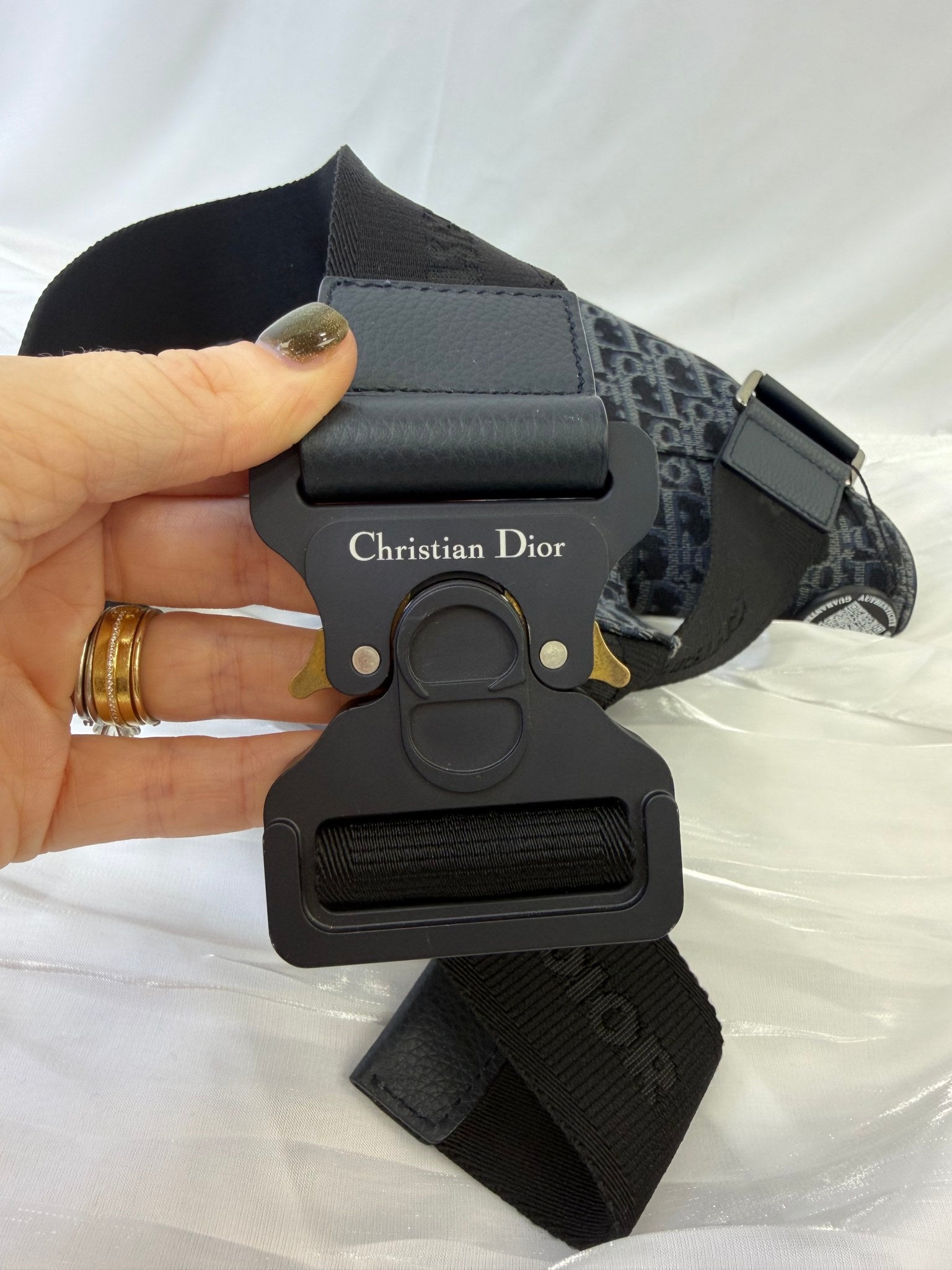 Christian Dior Navy Canvas Saddle Belt Bag