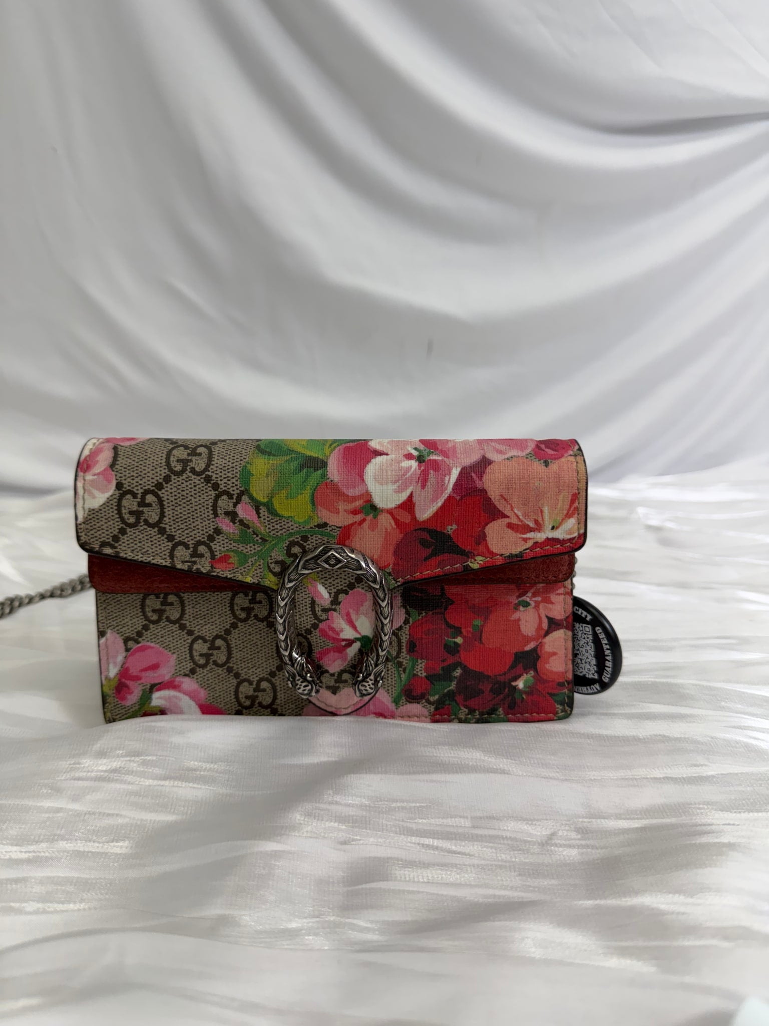 Gucci GG Supreme Pink Blooms Super Mini Dionysus Bag