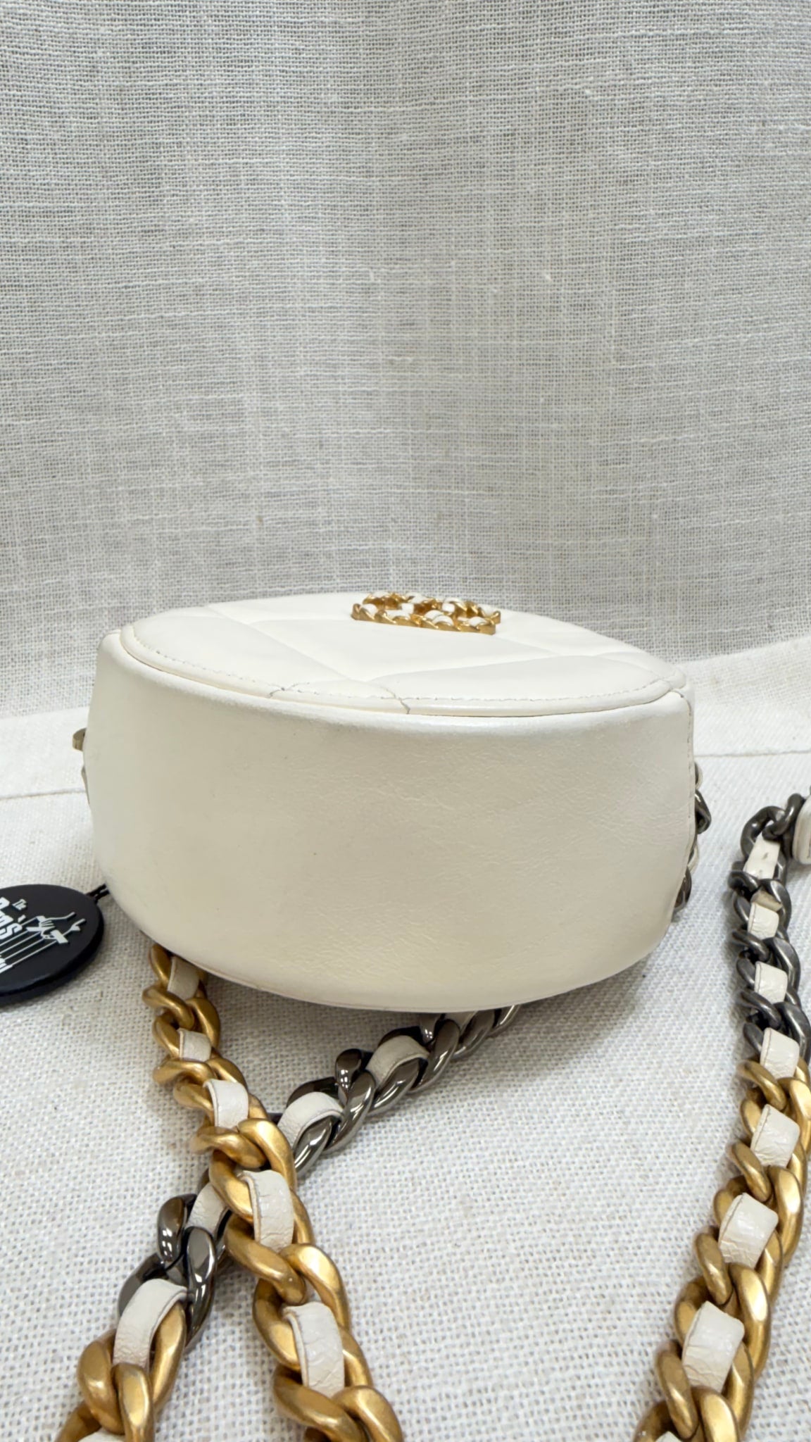 Chanel Cream Quilted 19 Round Crossbody Bag
