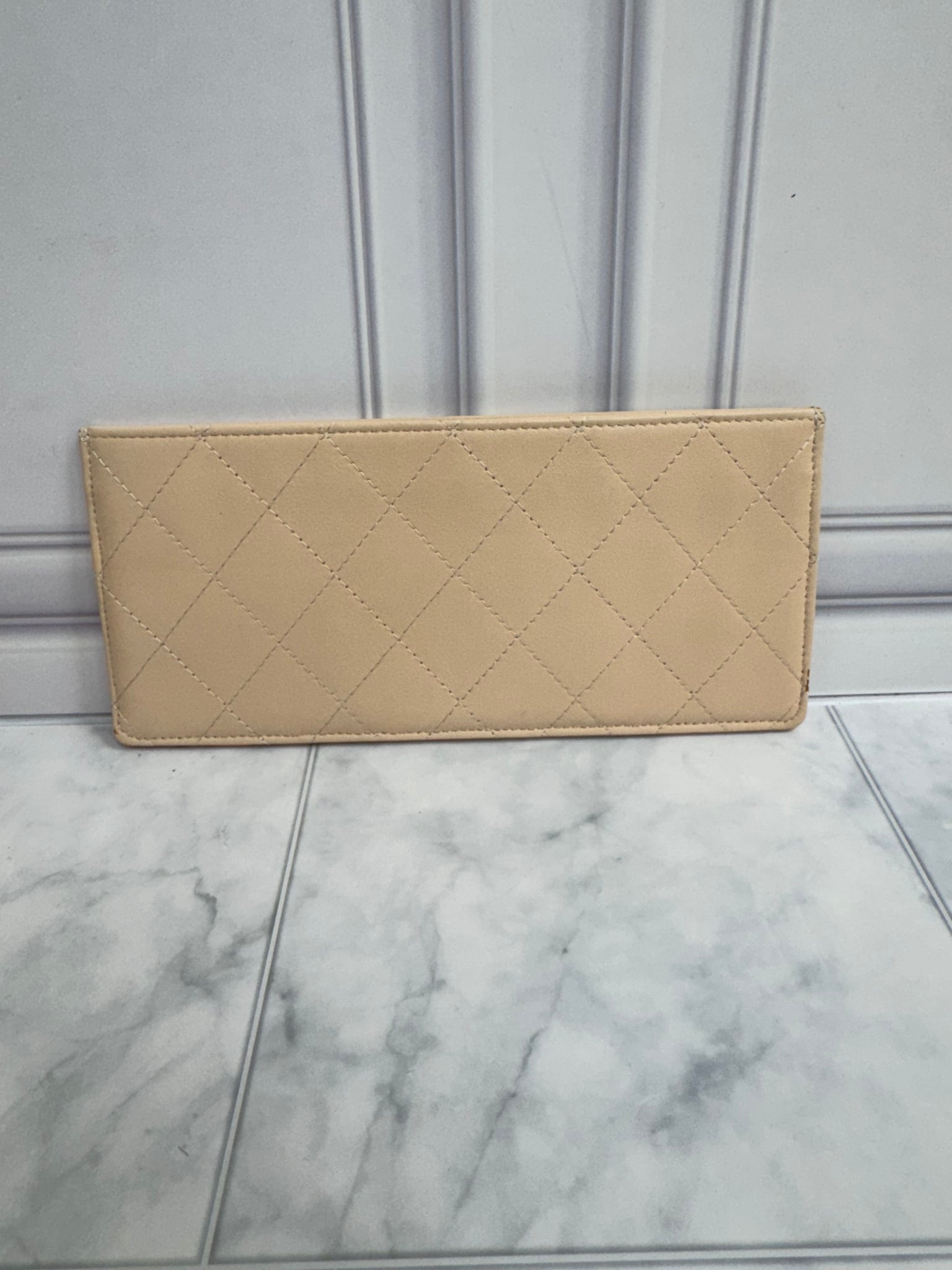 Chanel Beige Quilted Leather Wallet Insert