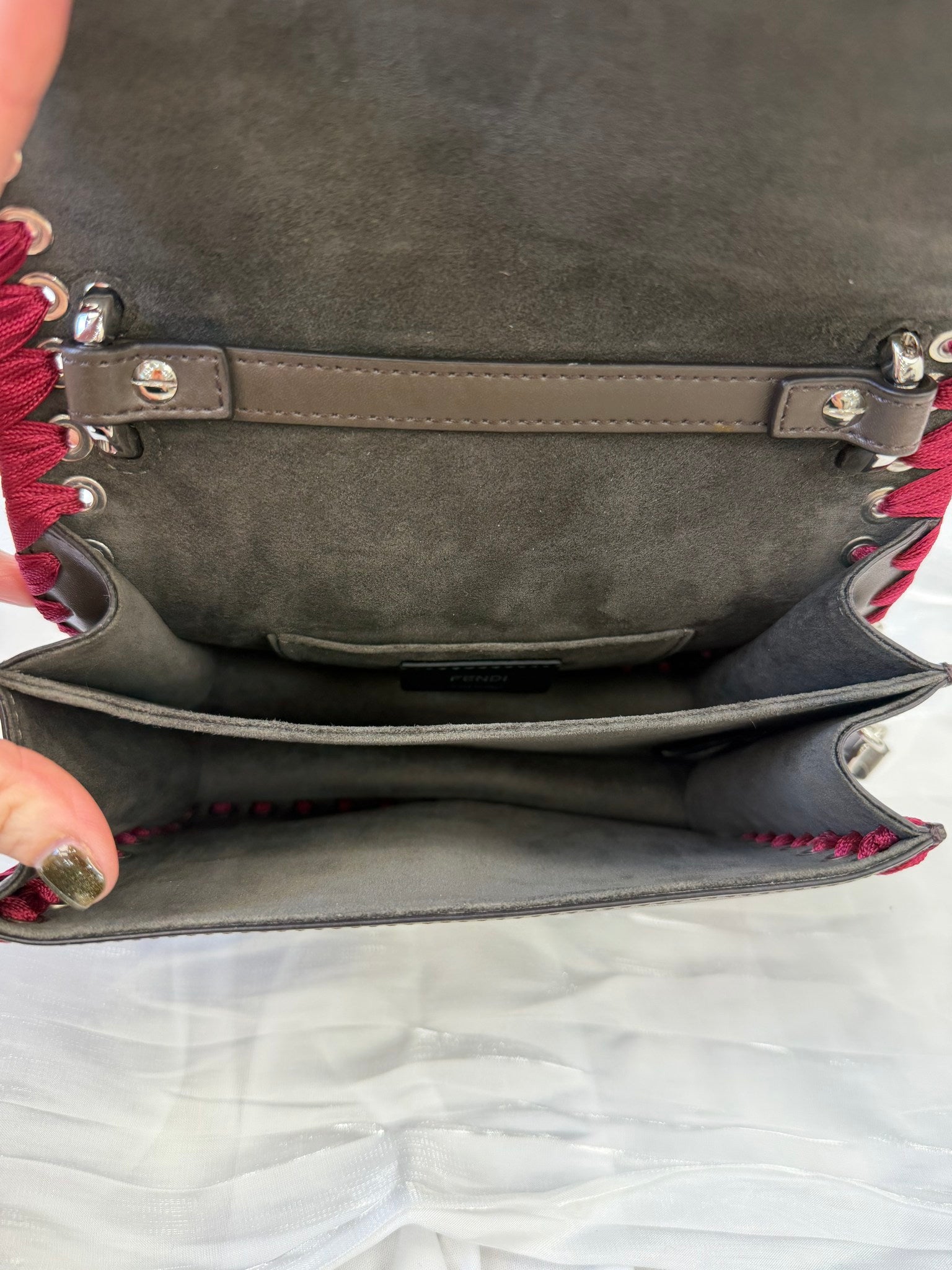 Fendi Brown Leather Kan I Whipstitch Chain Bag