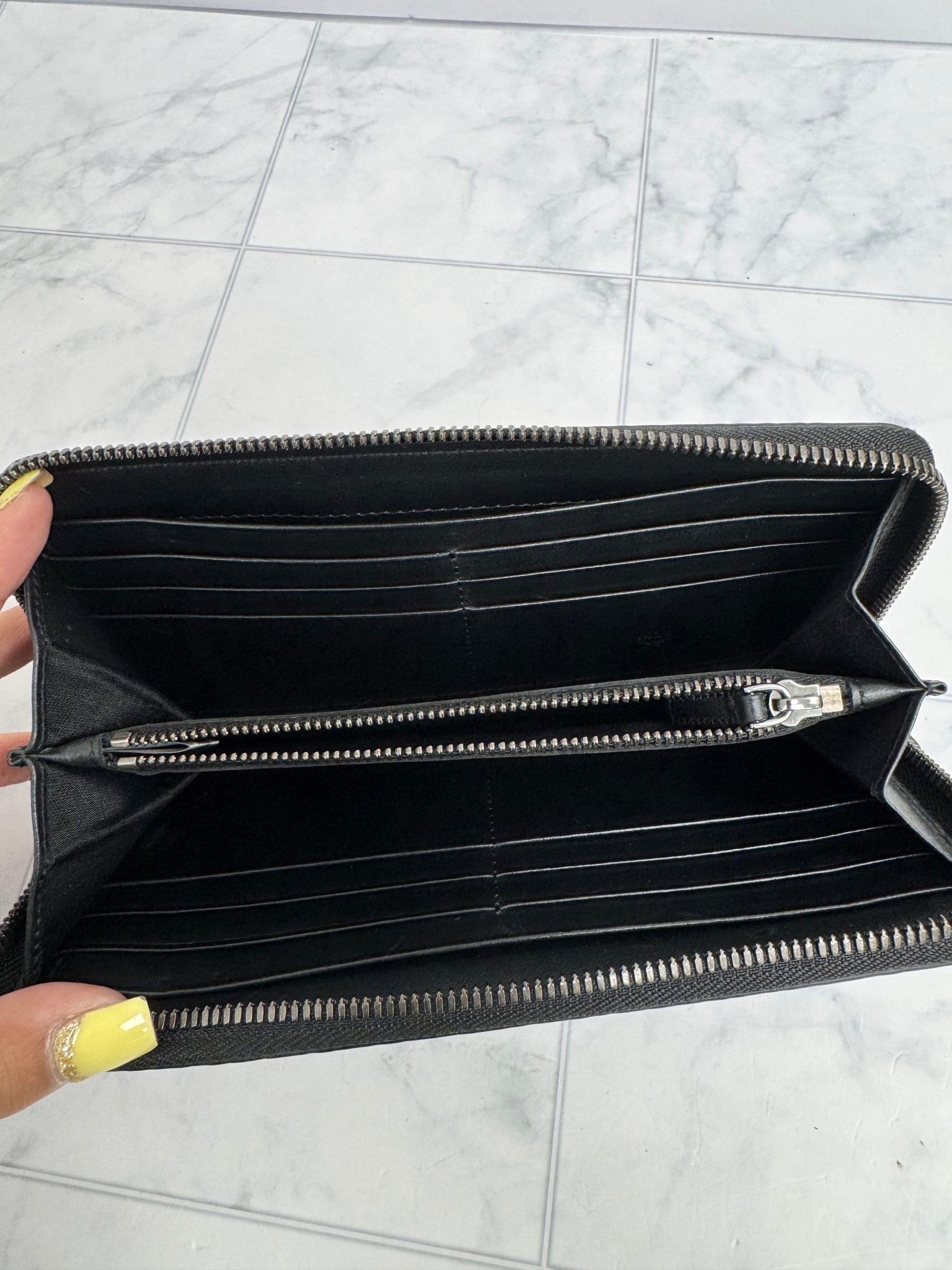MCM Metallic Silver Visetos Leather Studded Zippy Wallet
