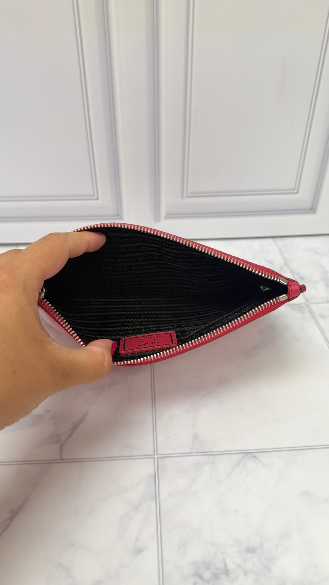 Prada Pink Multicolor Saffiano Leather Pouch
