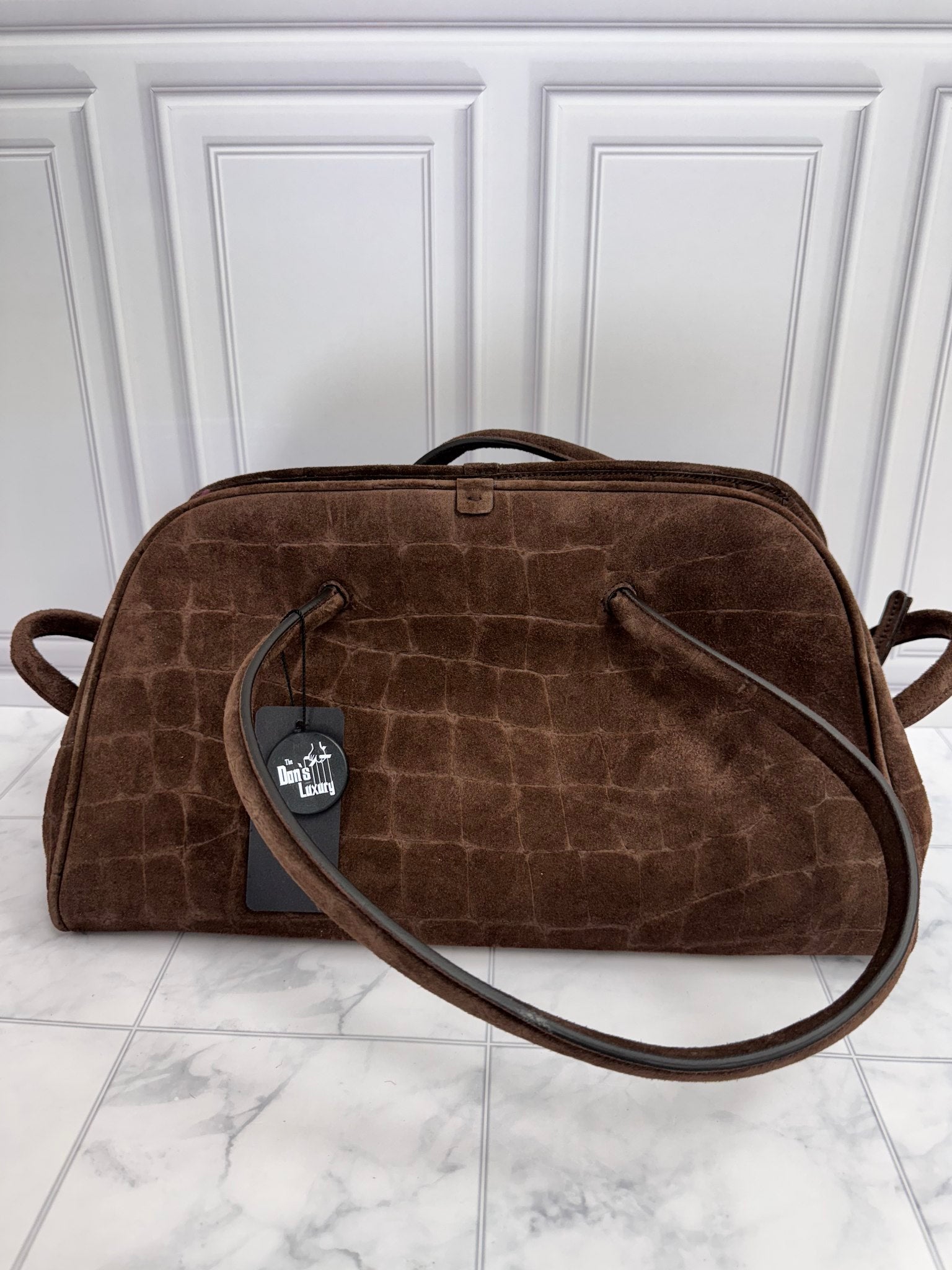 BRAND NEW Jacquemus Brown Croc Embossed Suede Le Turismo Shoulder Bag