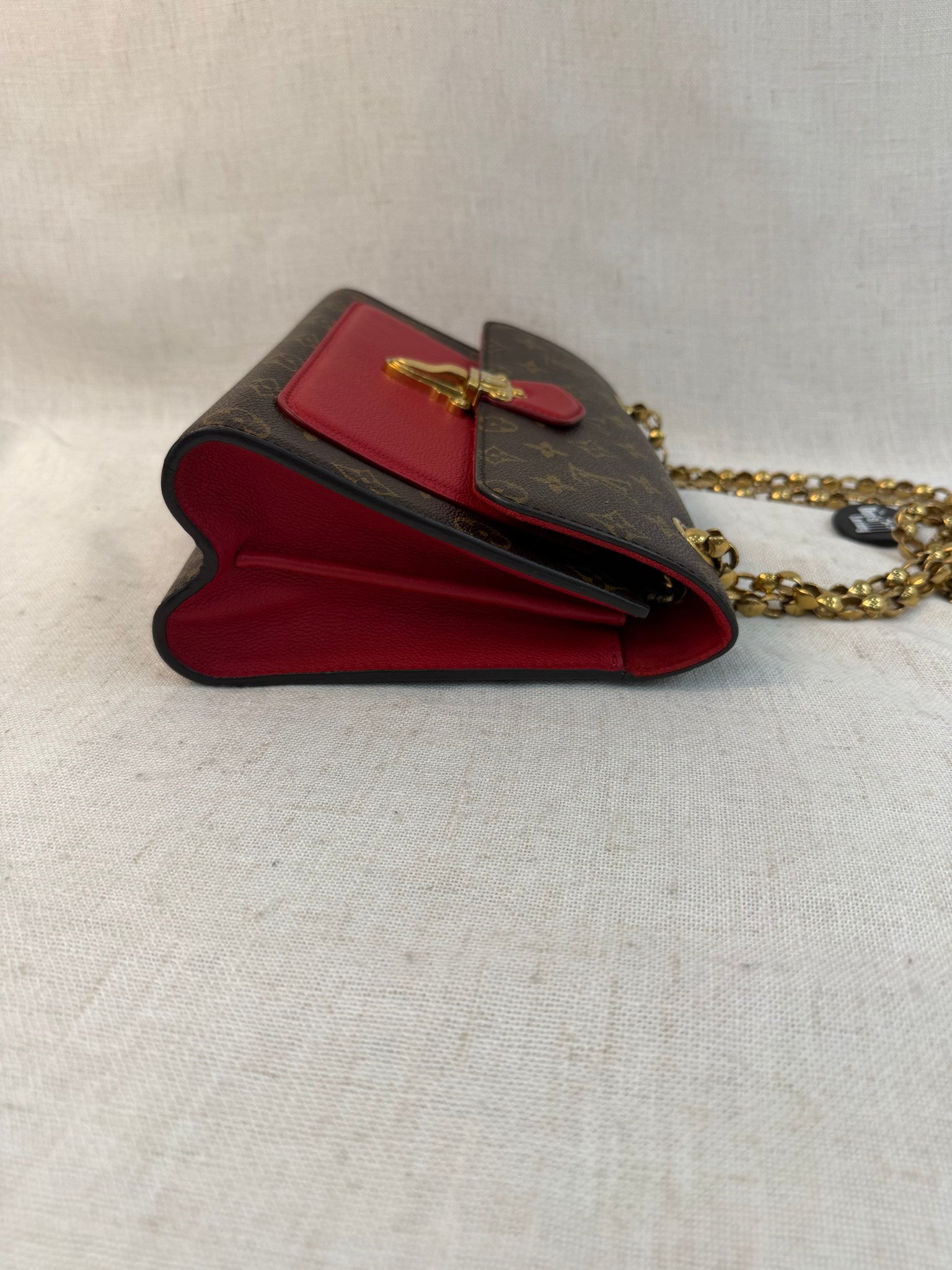 Louis Vuitton Monogram And Red Leather Victorie Shoulder Bag