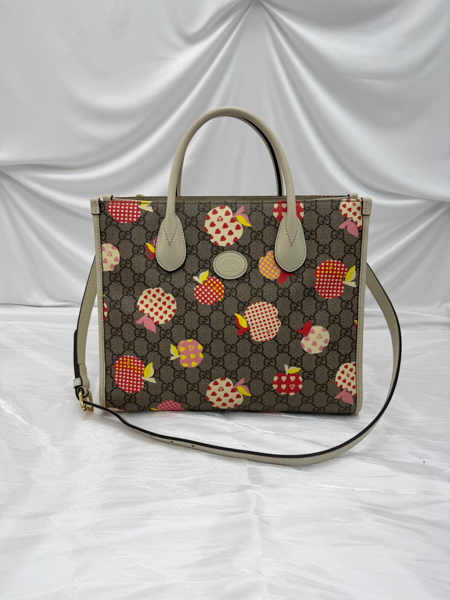 Gucci Multicolor GG Supreme Les Pommes Small Tote