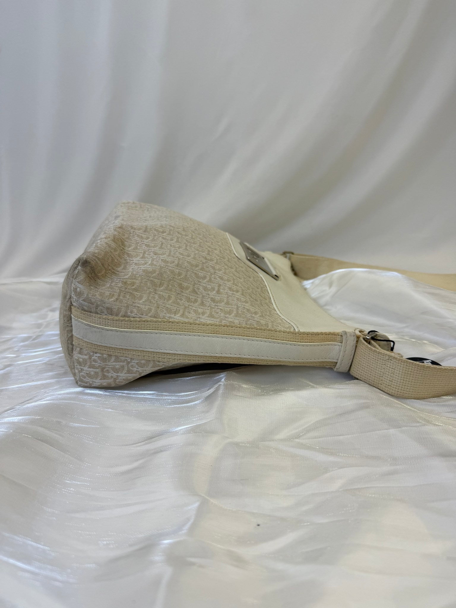 Christian Dior Cream Canvas Trotter Shoulder Bag