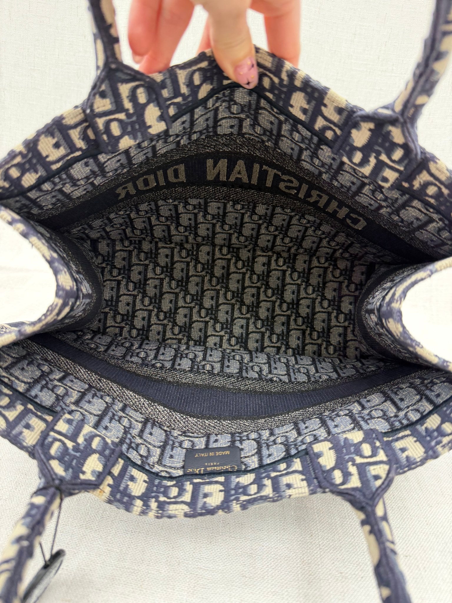 Christian Dior Navy Blue Oblique Medium Book Tote