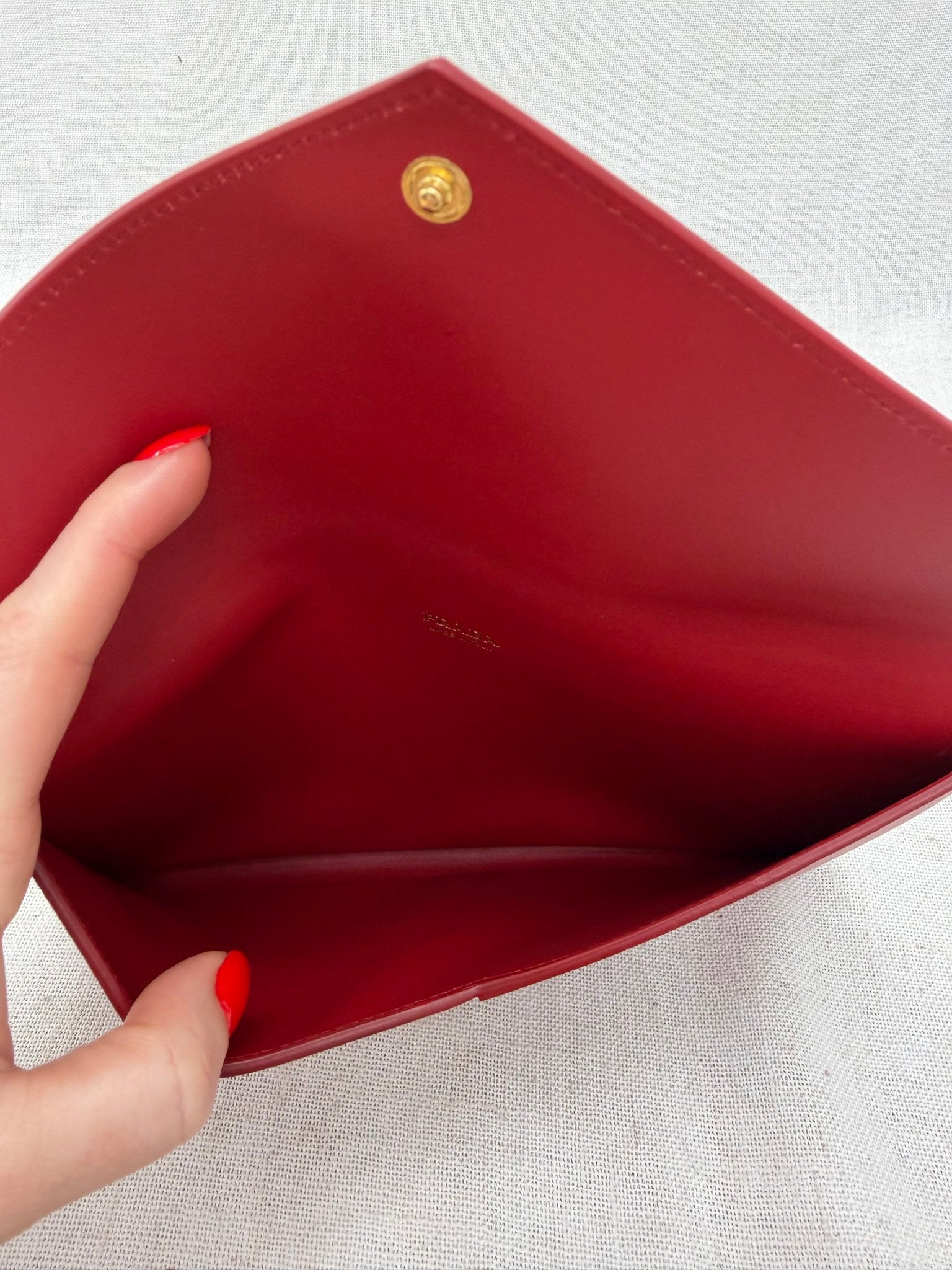 Prada Red Saffiano Leather Envelope Pouch