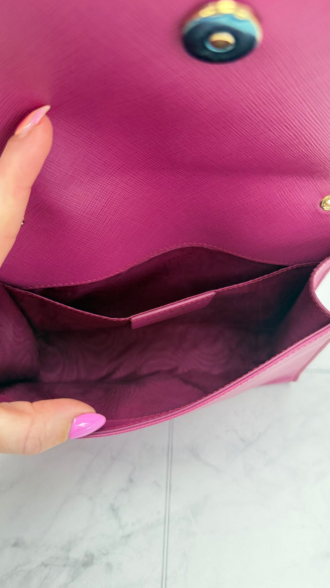 Salvatore Ferragamo Magenta Leather Bow Ginny Chain Bag