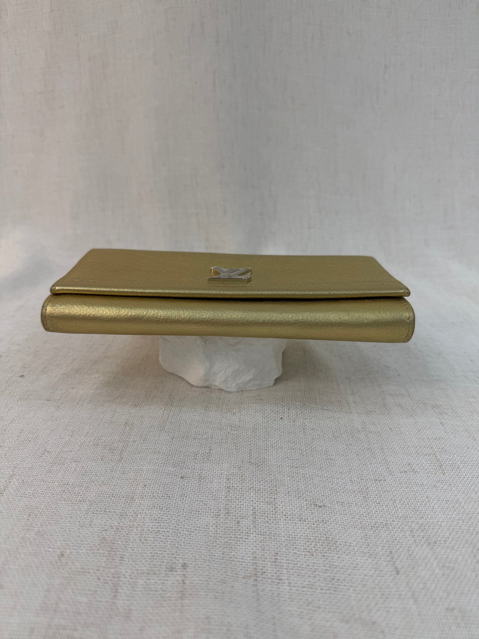 Louis Vuitton Gold Leather Mylockme Long Flap Wallet