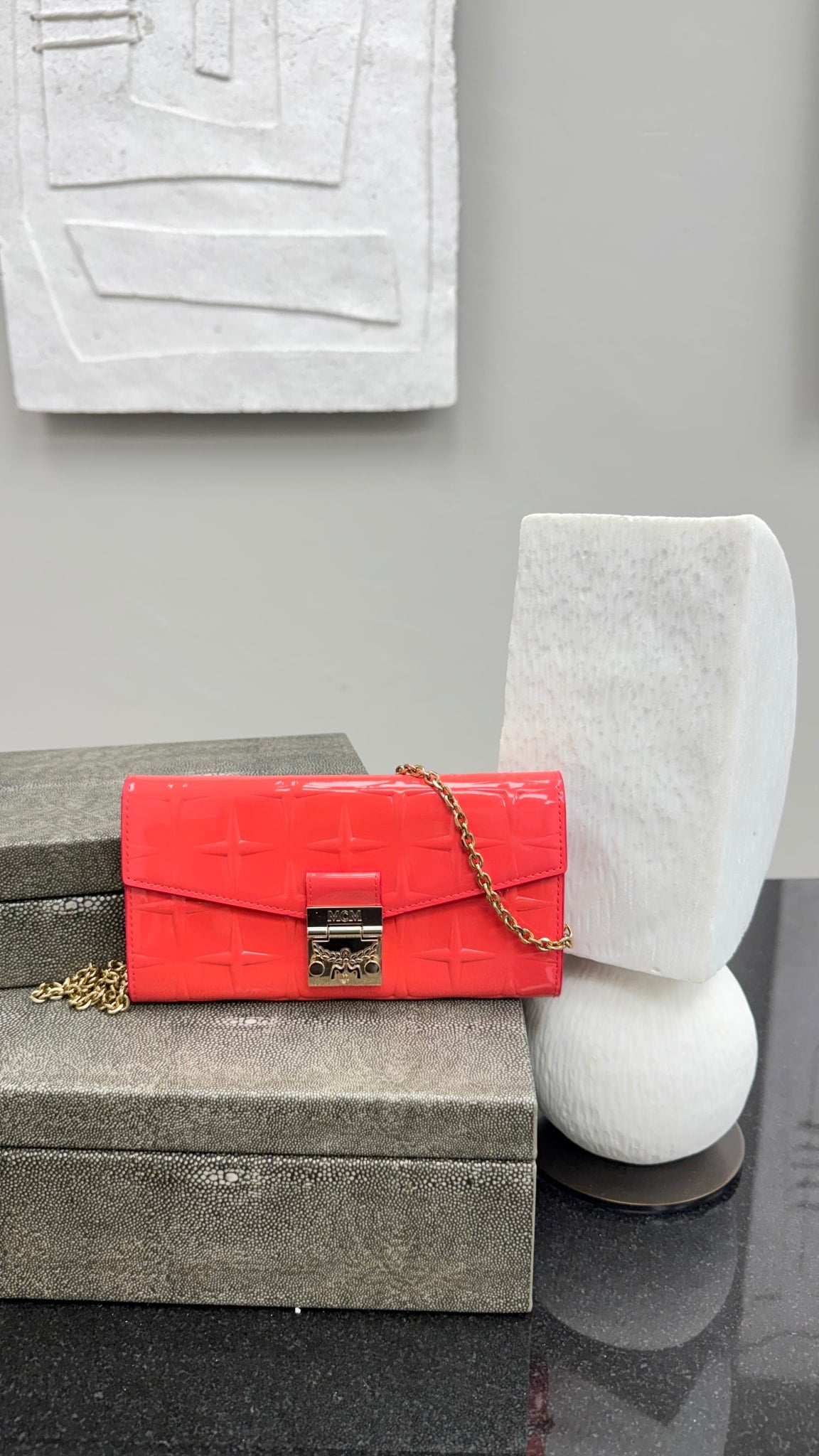 LIKE NEW - MCM Orange Patent Leather Millie Crossbody Bag