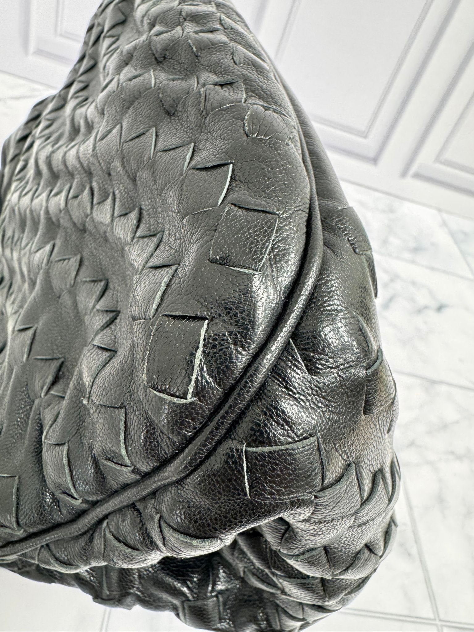 Bottega Veneta Black Intrecciato Leather Handbag