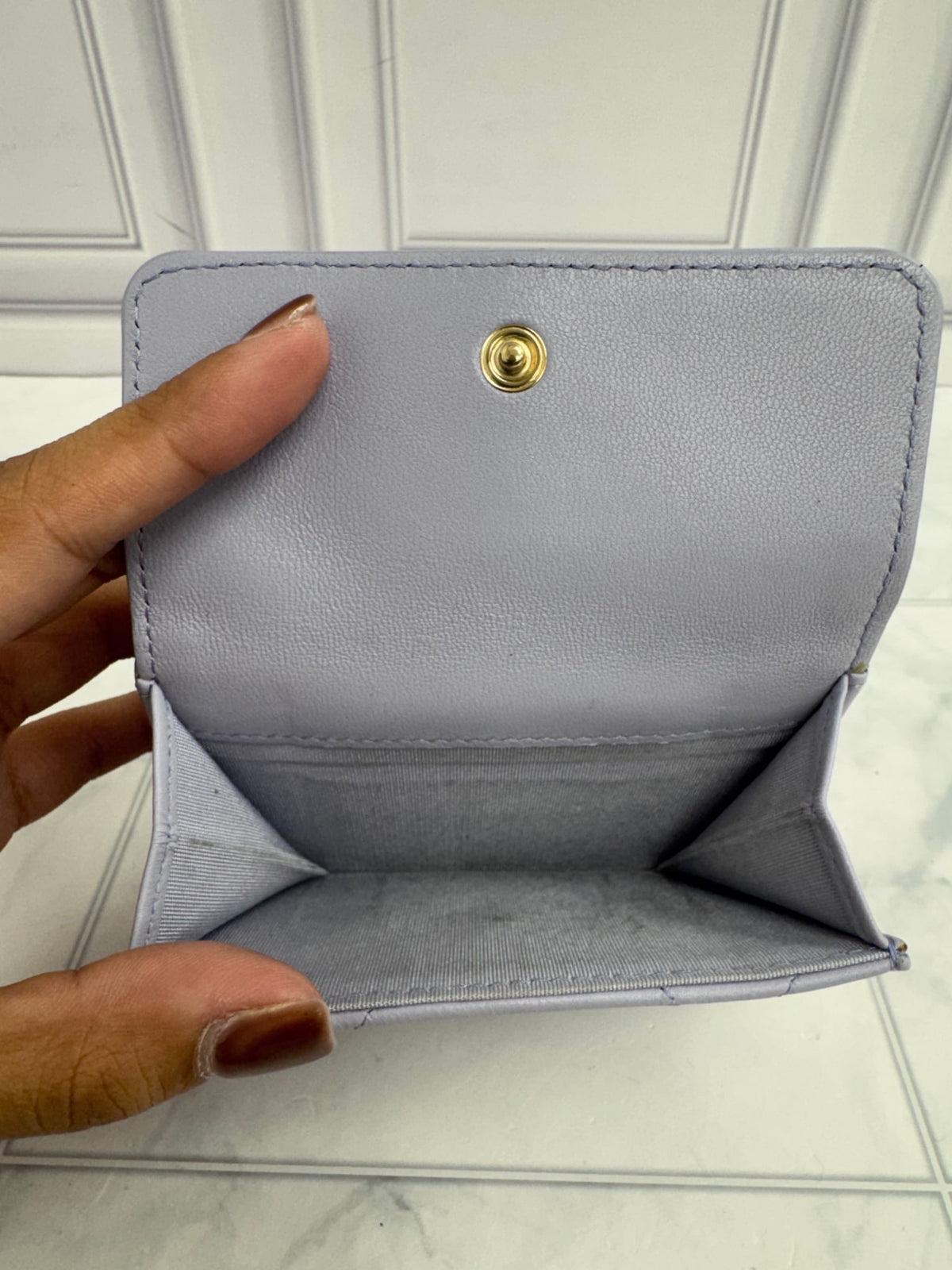 Chanel Purple Quilted Lambskin Small Chanel 19 Flap Wallet
