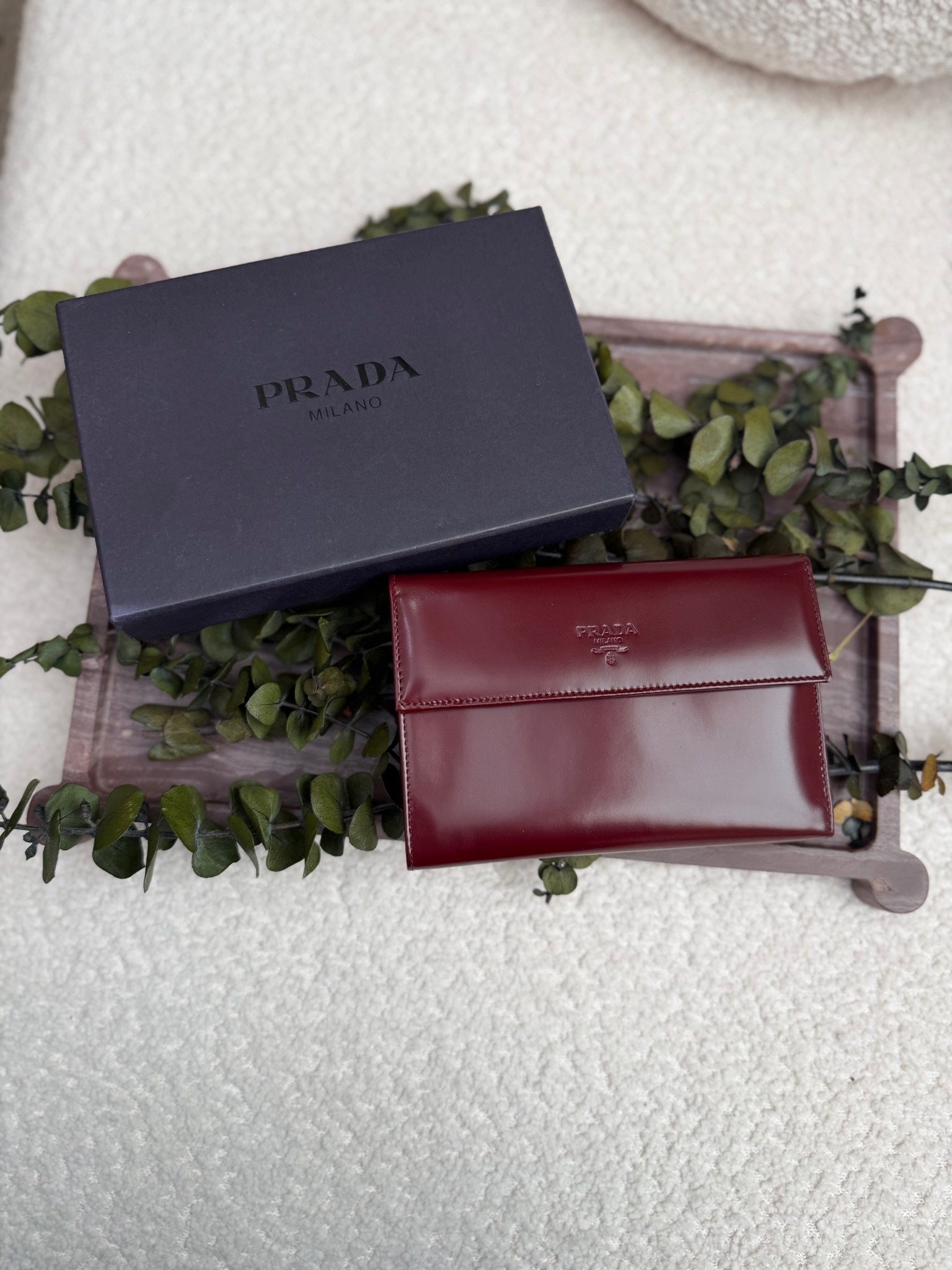 Prada Burgundy Patent Leather Compact Wallet