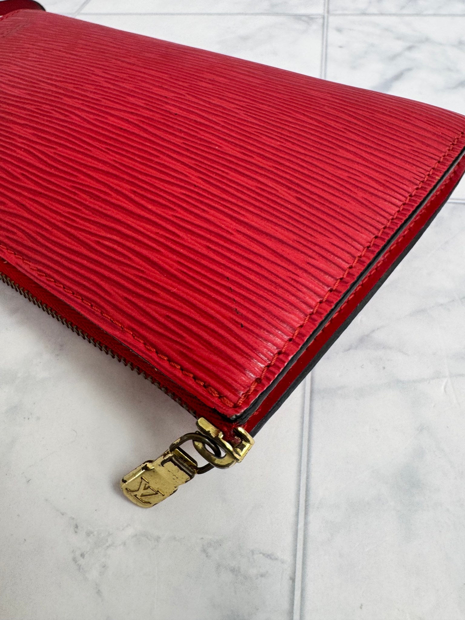 Louis Vuitton Red Epi Leather Pochette Accessories