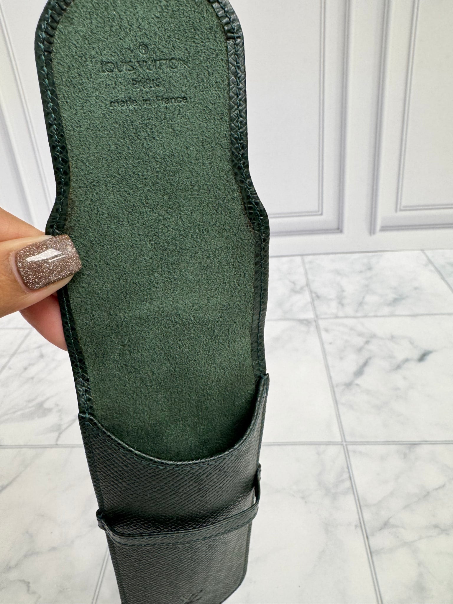 Louis Vuitton Green Taiga Leather Pen Case