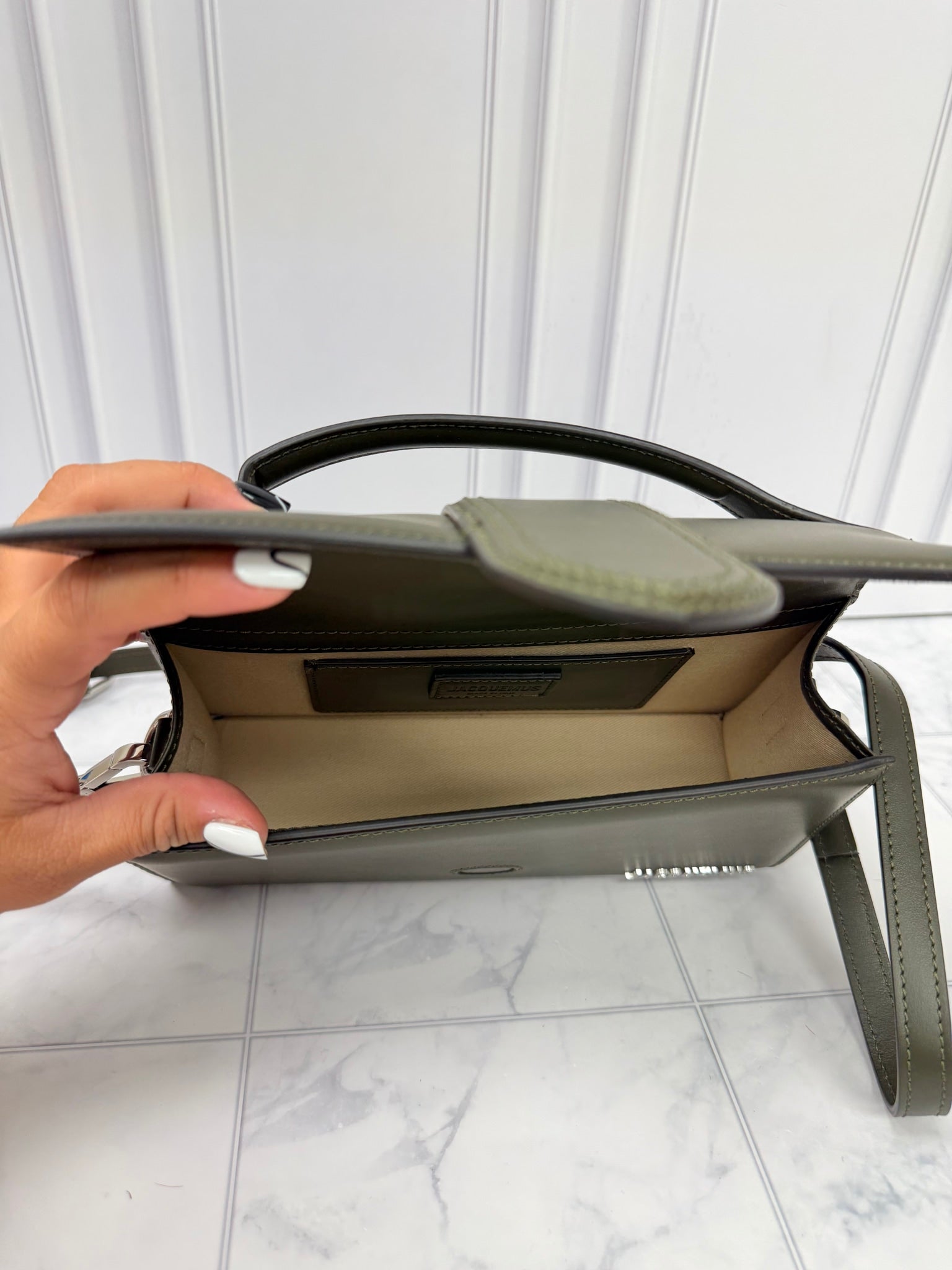 BRAND NEW - Jacquemus Olive Green Leather Le Grand Bambino Handbag 2Way Handbag