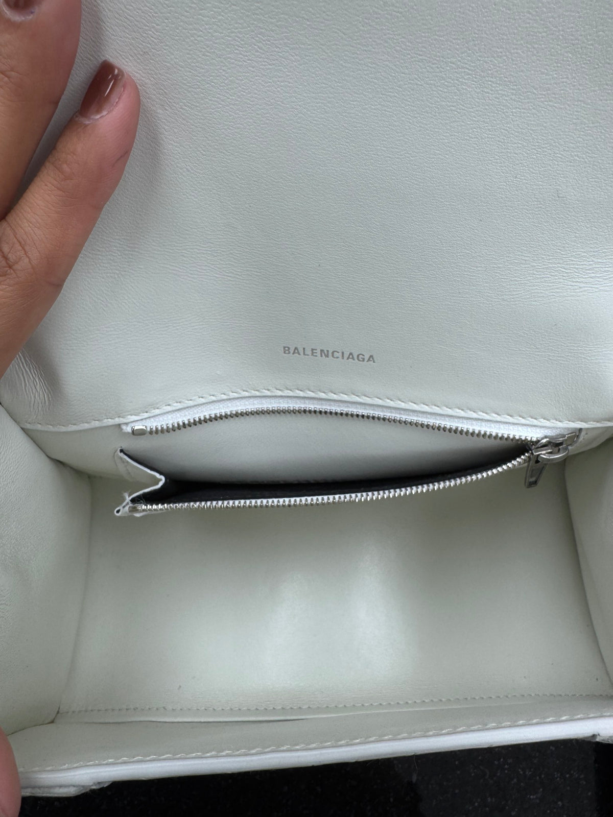 Balenciaga White Croc Embossed Hourglass Top Handle Bag